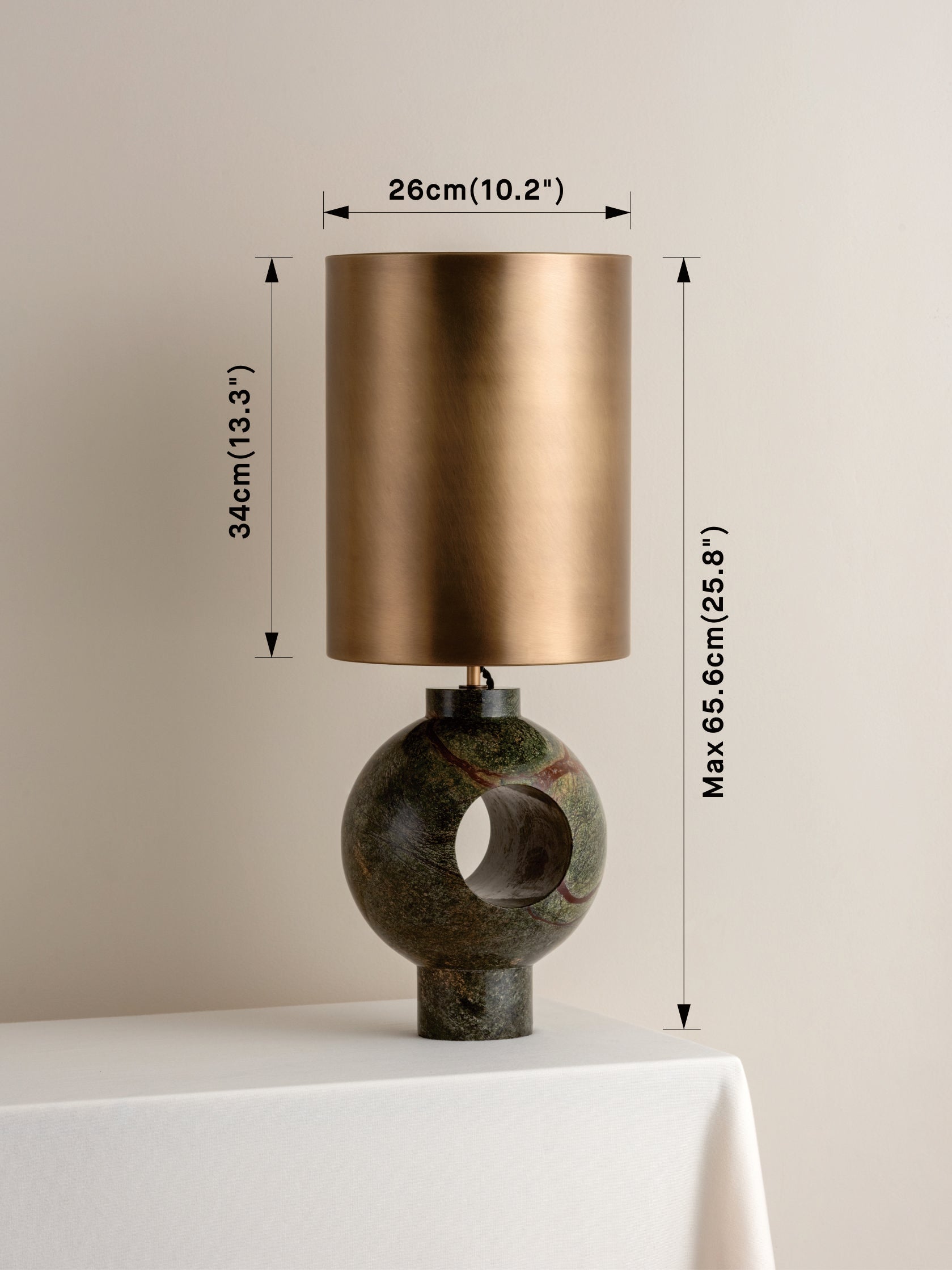 Editions marble lamp with + aged brass shade | Table Lamp | Lights & Lamps Inc | Modern Affordable Designer Lighting | USA