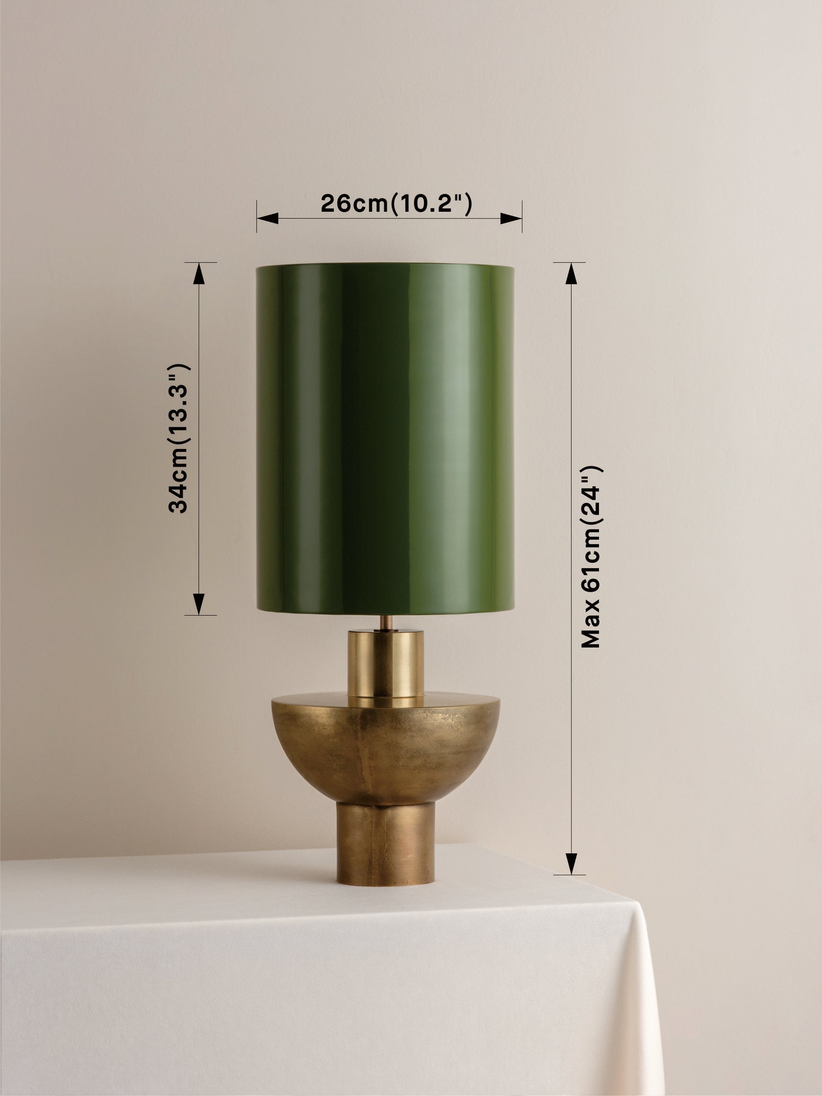 Editions brass lamp with + green lacquer shade | Table Lamp | Lights & Lamps Inc | Modern Affordable Designer Lighting | USA