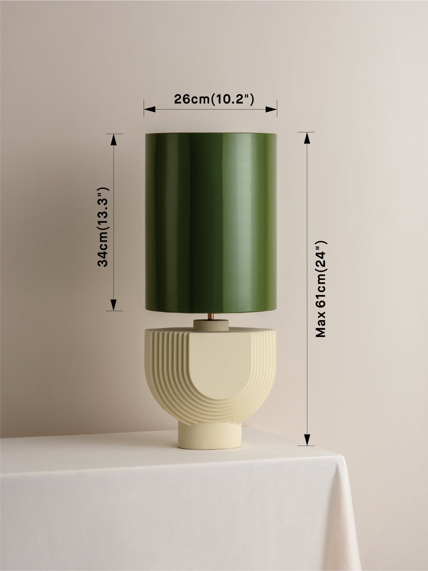 Editions concrete lamp with + green lacquer shade | Table Lamp | Lights & Lamps Inc | Modern Affordable Designer Lighting | USA