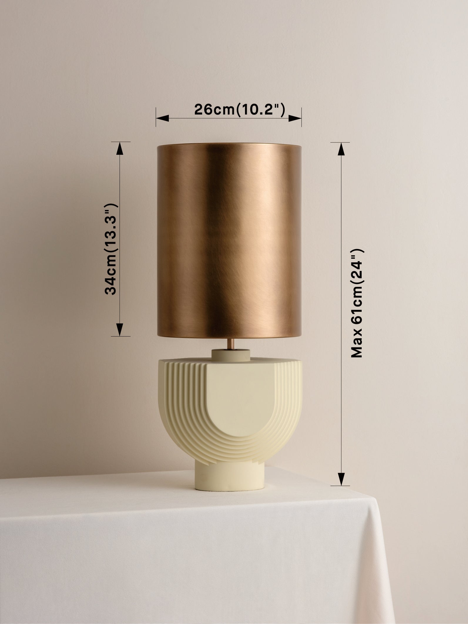 Editions concrete lamp with + aged brass shade | Table Lamp | Lights & Lamps Inc | Modern Affordable Designer Lighting | USA