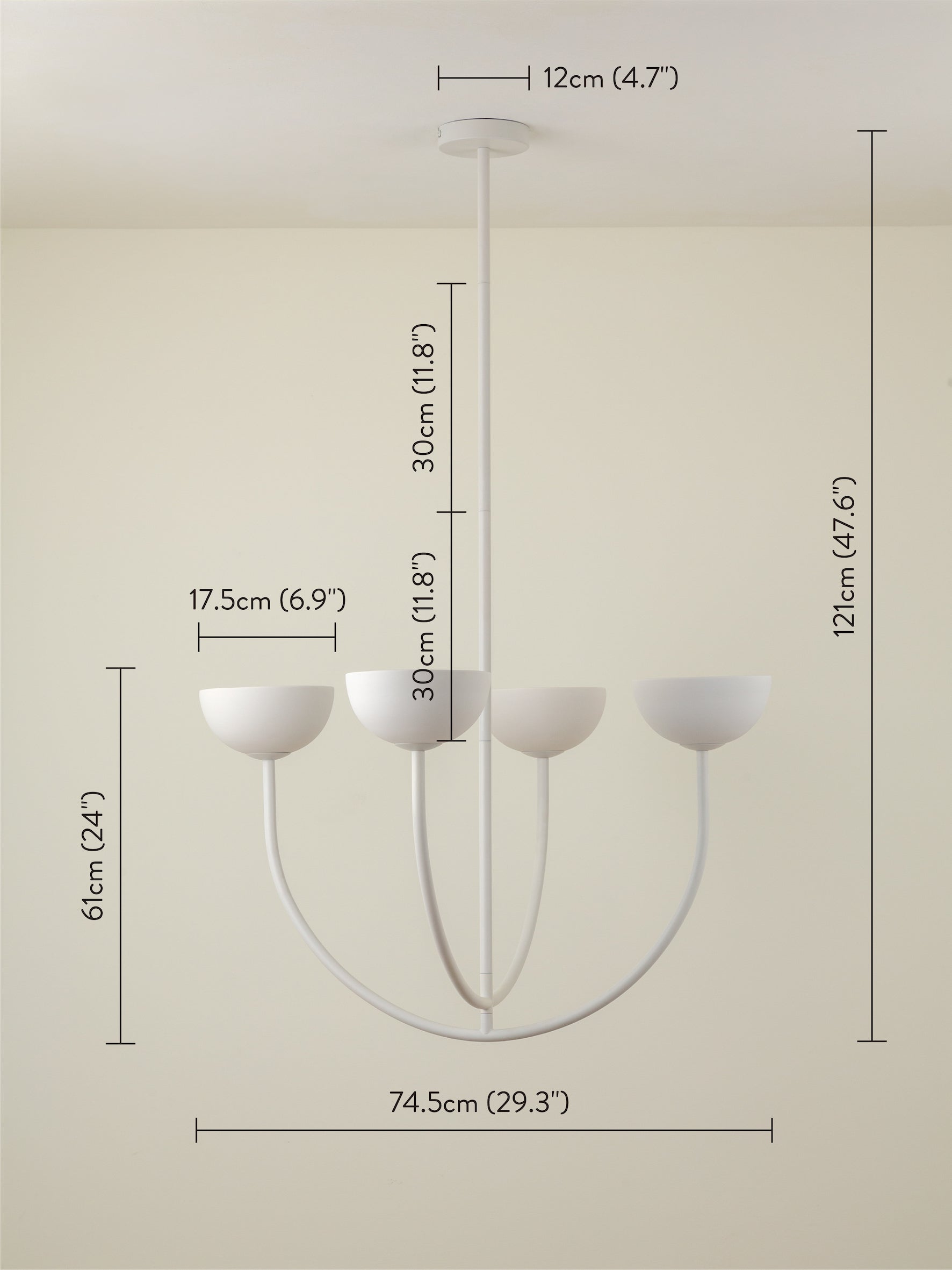 Ruzo - 4 light warm white porcelain ceiling pendant | Chandelier | Lights & Lamps Inc | Modern Affordable Designer Lighting | USA