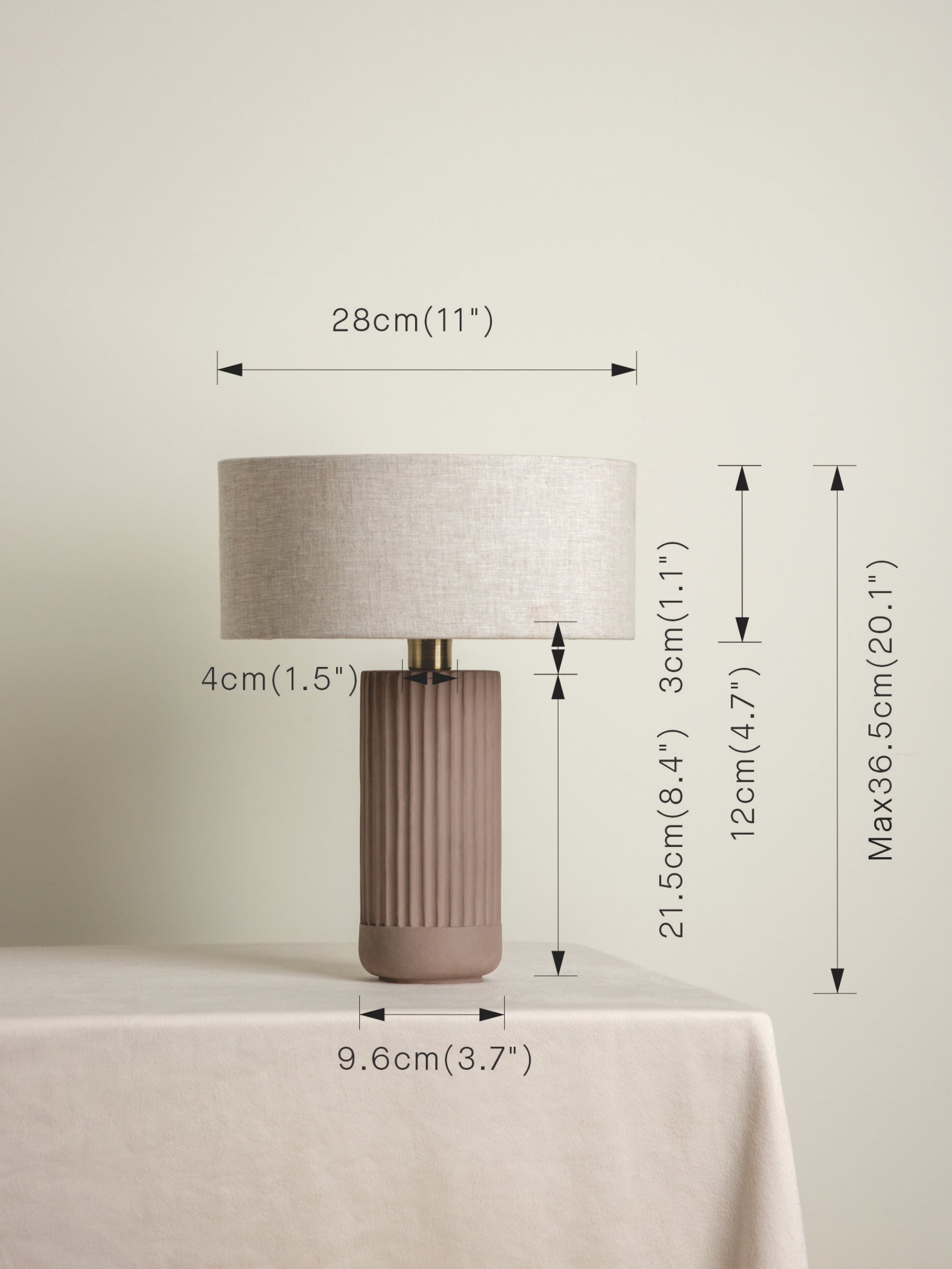 Avero - taupe ribbed concrete table lamp | Table Lamp | Lights & Lamps Inc | Modern Affordable Designer Lighting | USA