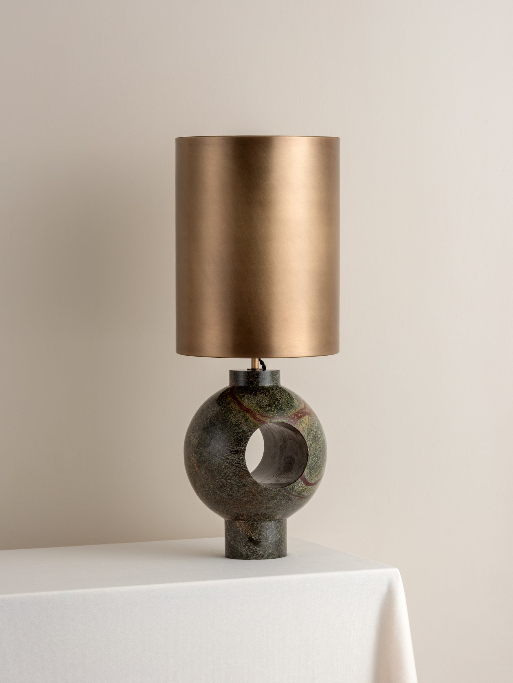 Editions marble lamp with + aged brass shade | Table Lamp | Lights & Lamps Inc | Modern Affordable Designer Lighting | USA