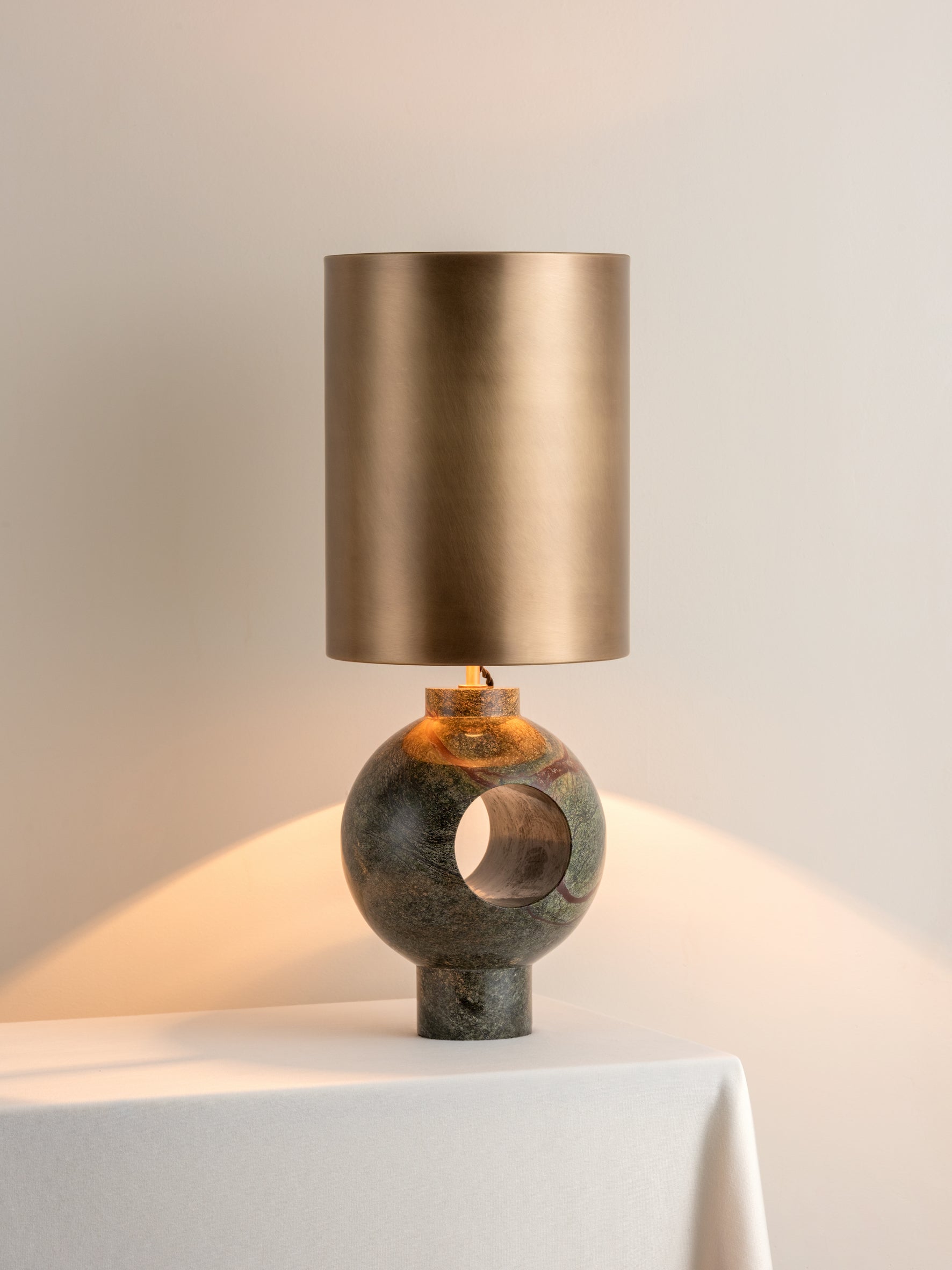 Editions marble lamp with + aged brass shade | Table Lamp | Lights & Lamps Inc | Modern Affordable Designer Lighting | USA