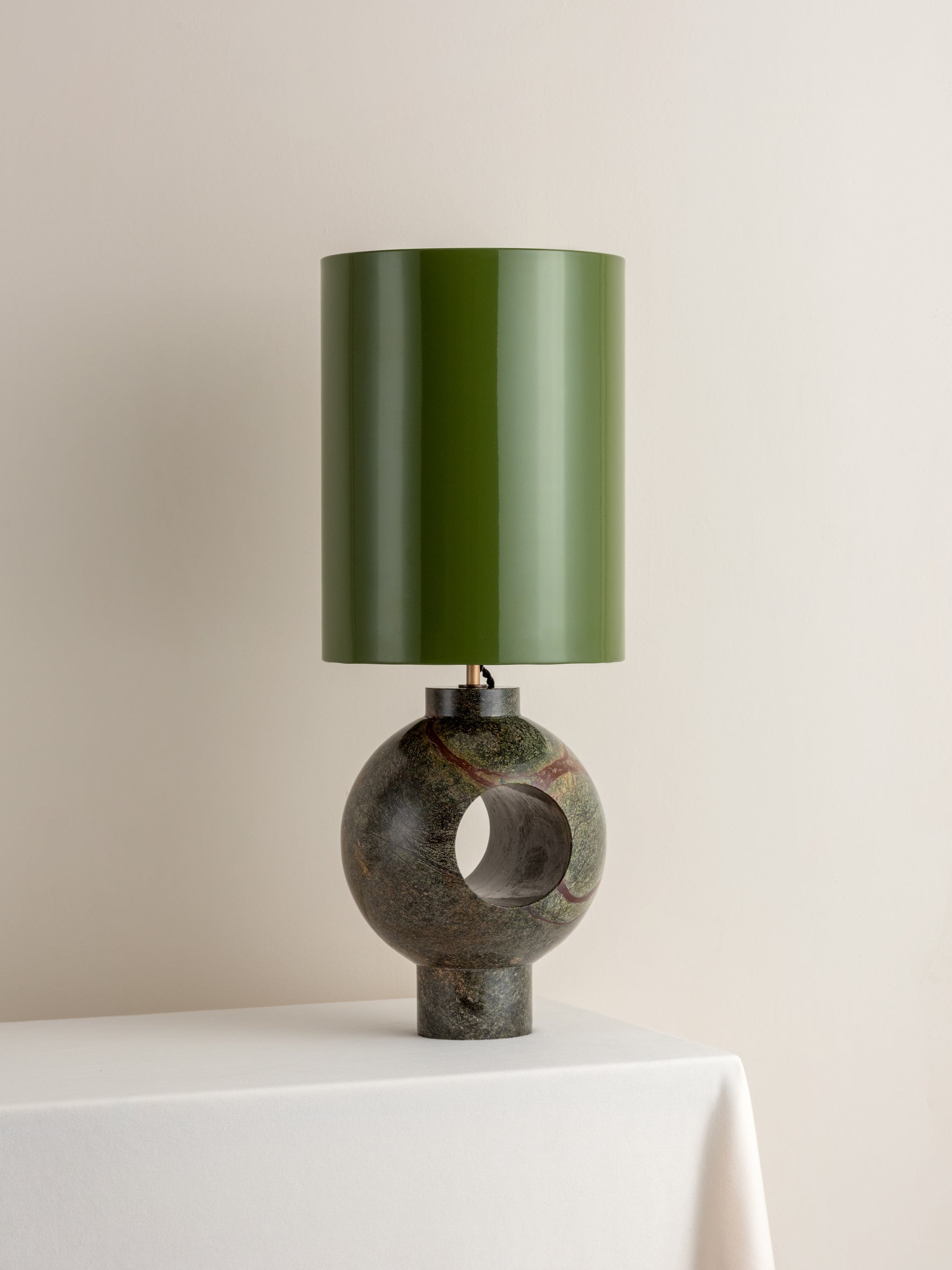 Editions marble lamp with + green lacquer shade | Table Lamp | Lights & Lamps Inc | Modern Affordable Designer Lighting | USA