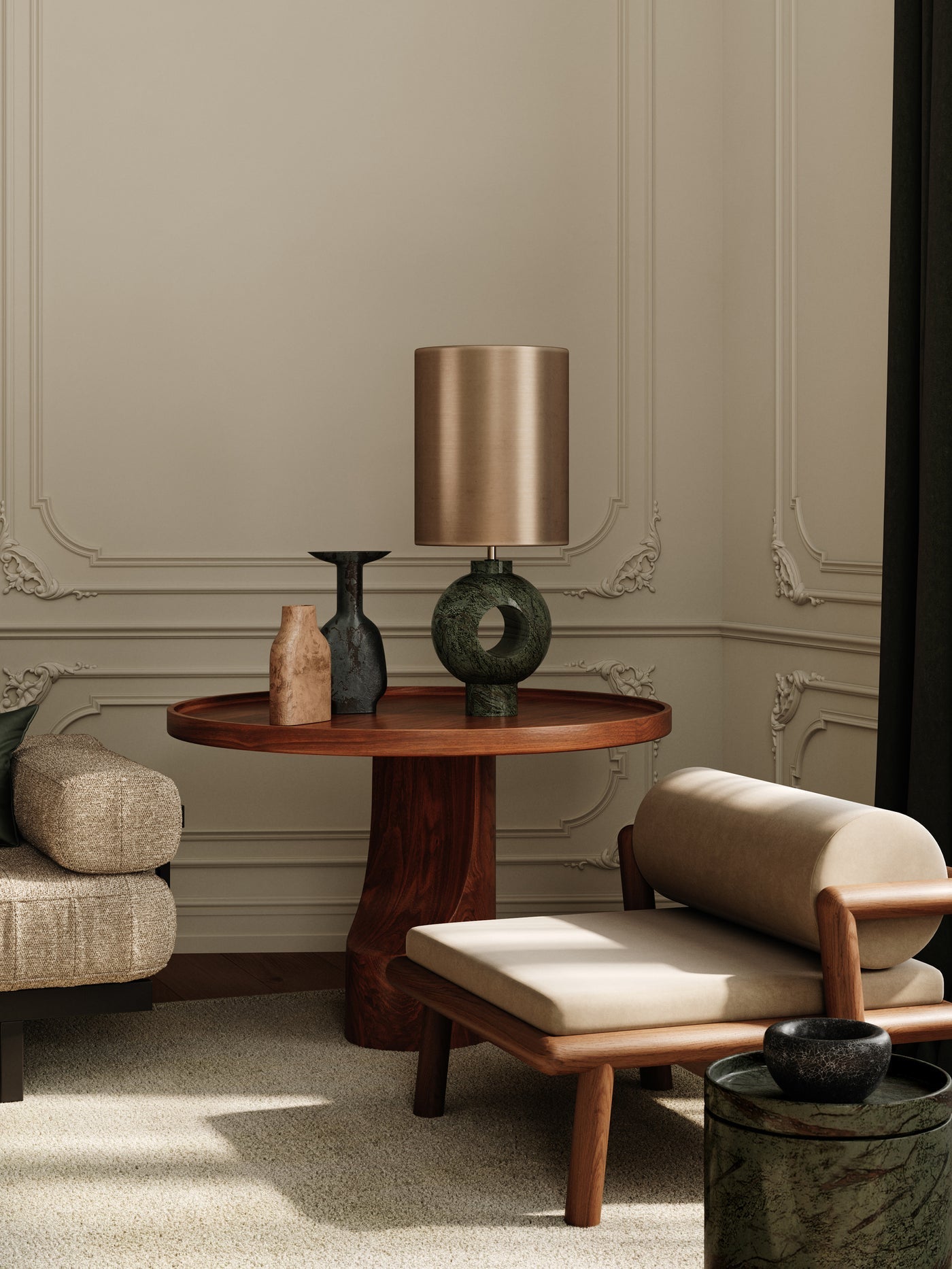 Editions marble lamp with + aged brass shade | Table Lamp | Lights & Lamps Inc | Modern Affordable Designer Lighting | USA
