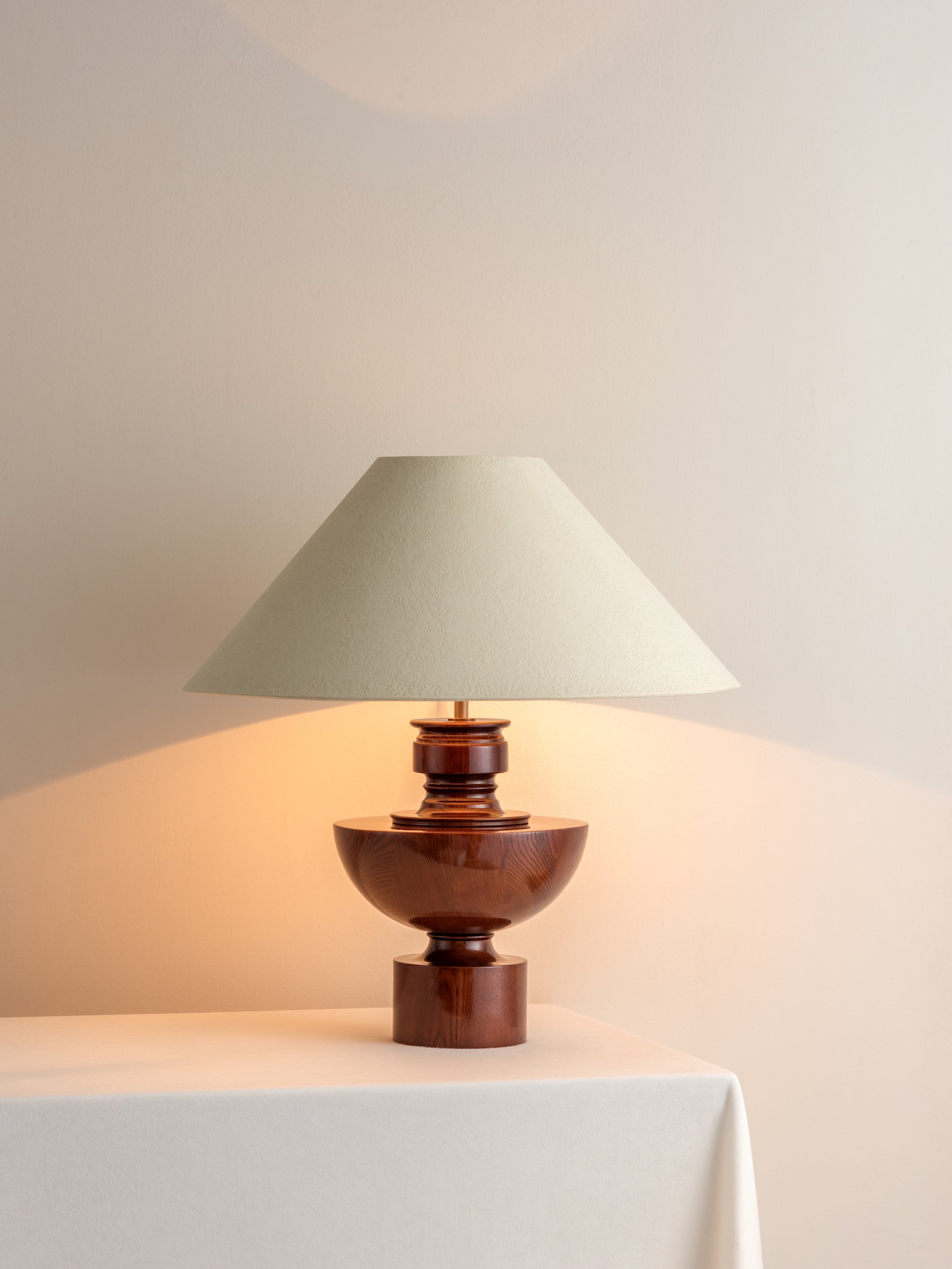 Editions spun wood lamp with + plaster shade | Table Lamp | Lights & Lamps Inc | Modern Affordable Designer Lighting | USA