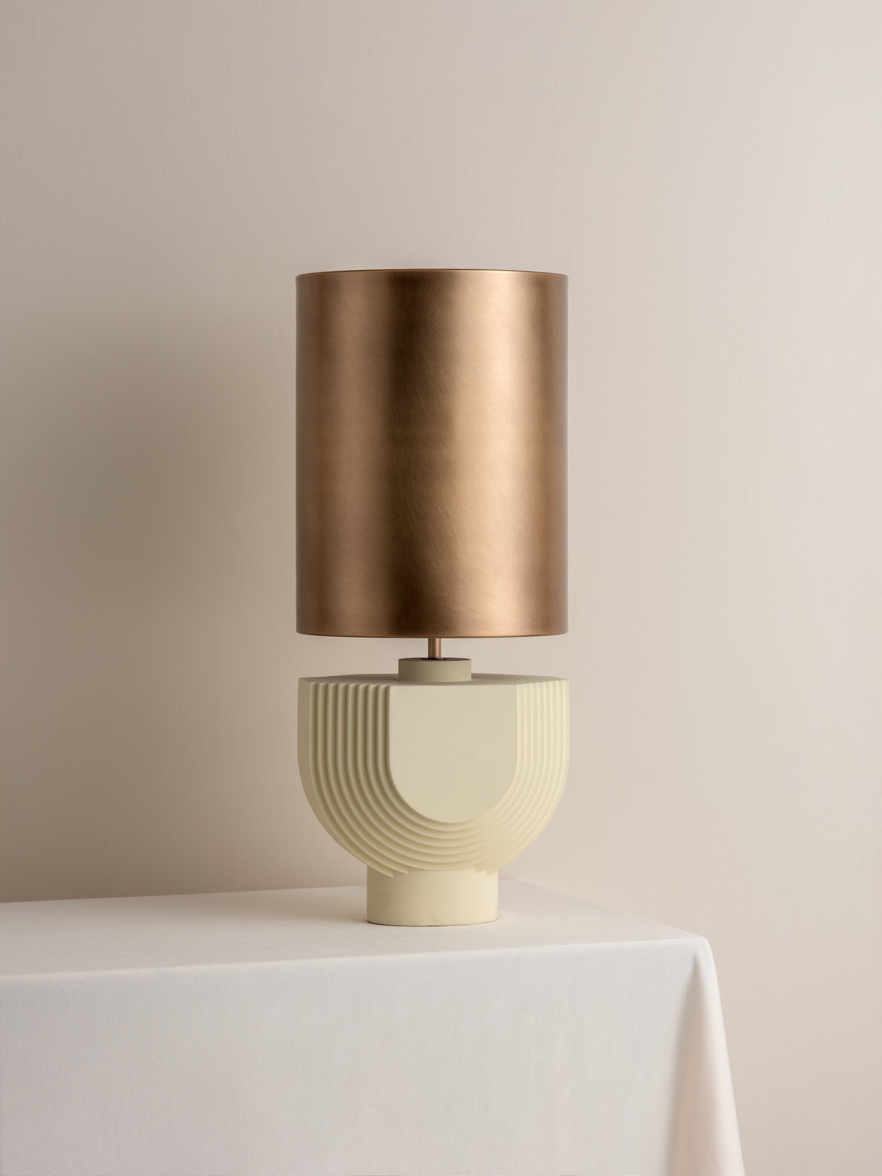 Editions concrete lamp with + aged brass shade | Table Lamp | Lights & Lamps Inc | Modern Affordable Designer Lighting | USA
