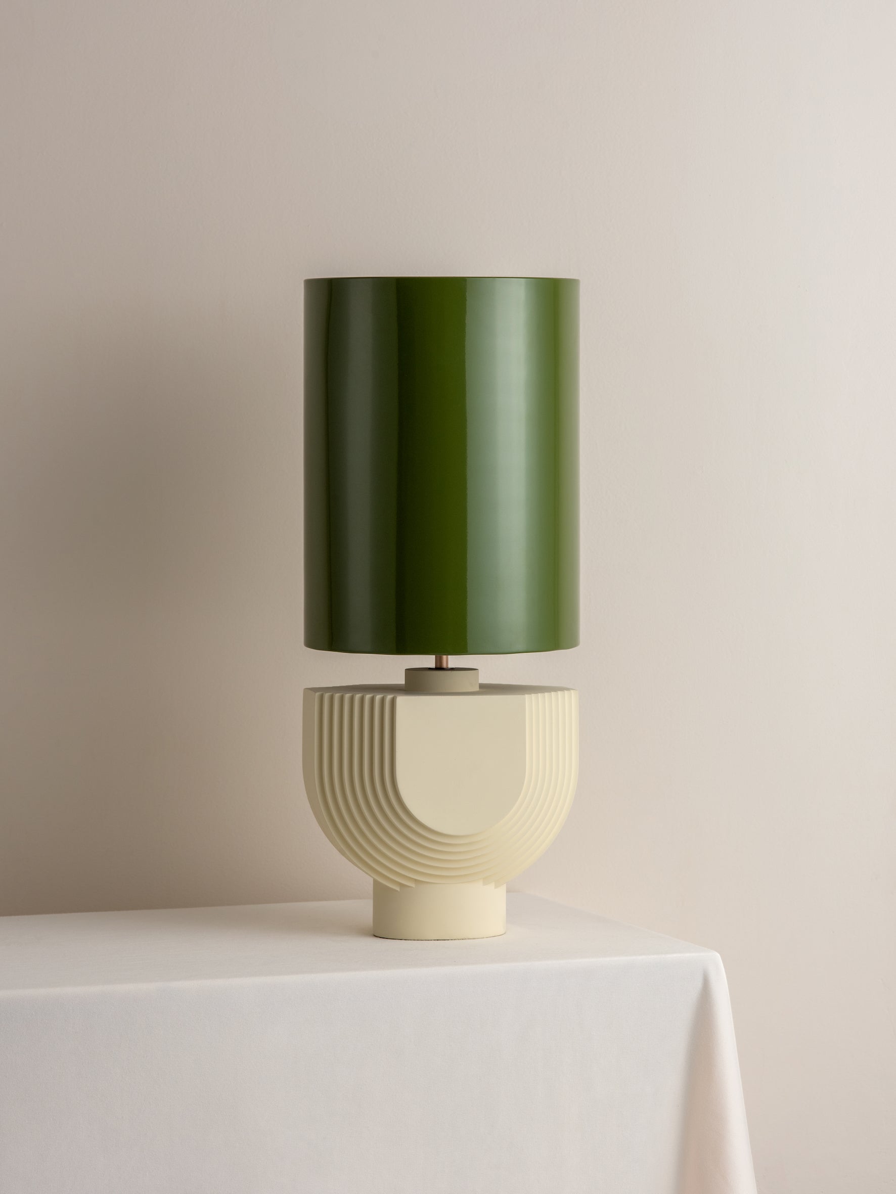 Editions concrete lamp with + green lacquer shade | Table Lamp | Lights & Lamps Inc | Modern Affordable Designer Lighting | USA