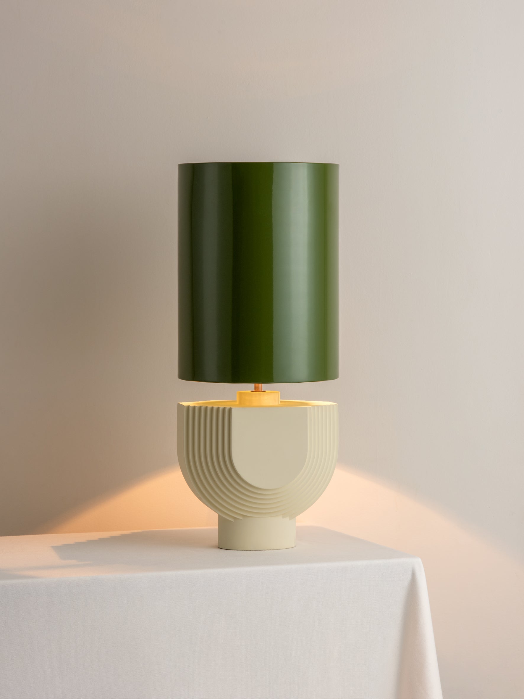 Editions concrete lamp with + green lacquer shade | Table Lamp | Lights & Lamps Inc | Modern Affordable Designer Lighting | USA