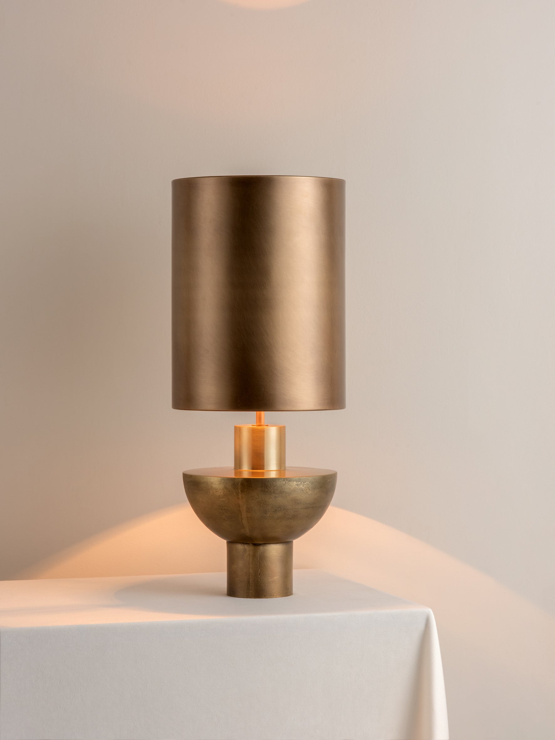 Editions brass lamp with + aged brass shade | Table Lamp | Lights & Lamps Inc | Modern Affordable Designer Lighting | USA