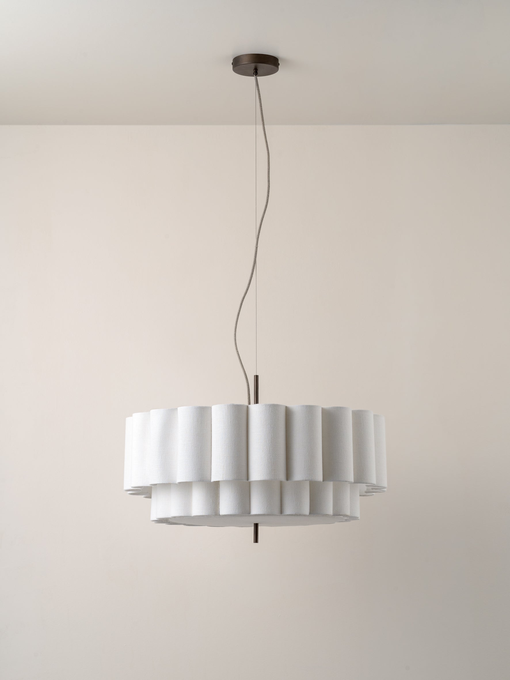 Folia - large scalloped natural linen pendant | Ceiling Light | Lights & Lamps Inc | Modern Affordable Designer Lighting | USA