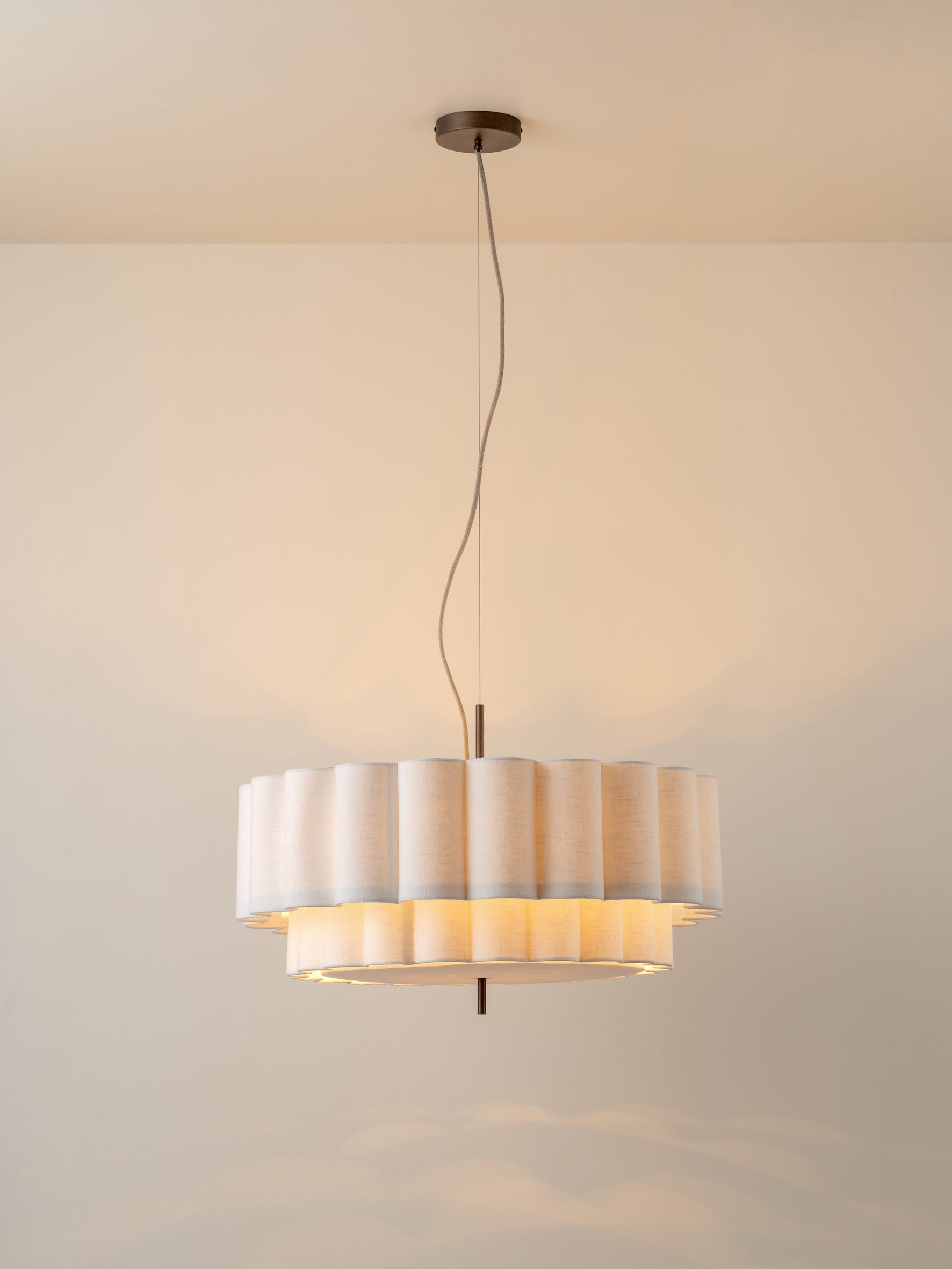 Folia - large scalloped natural linen pendant | Ceiling Light | Lights & Lamps Inc | Modern Affordable Designer Lighting | USA