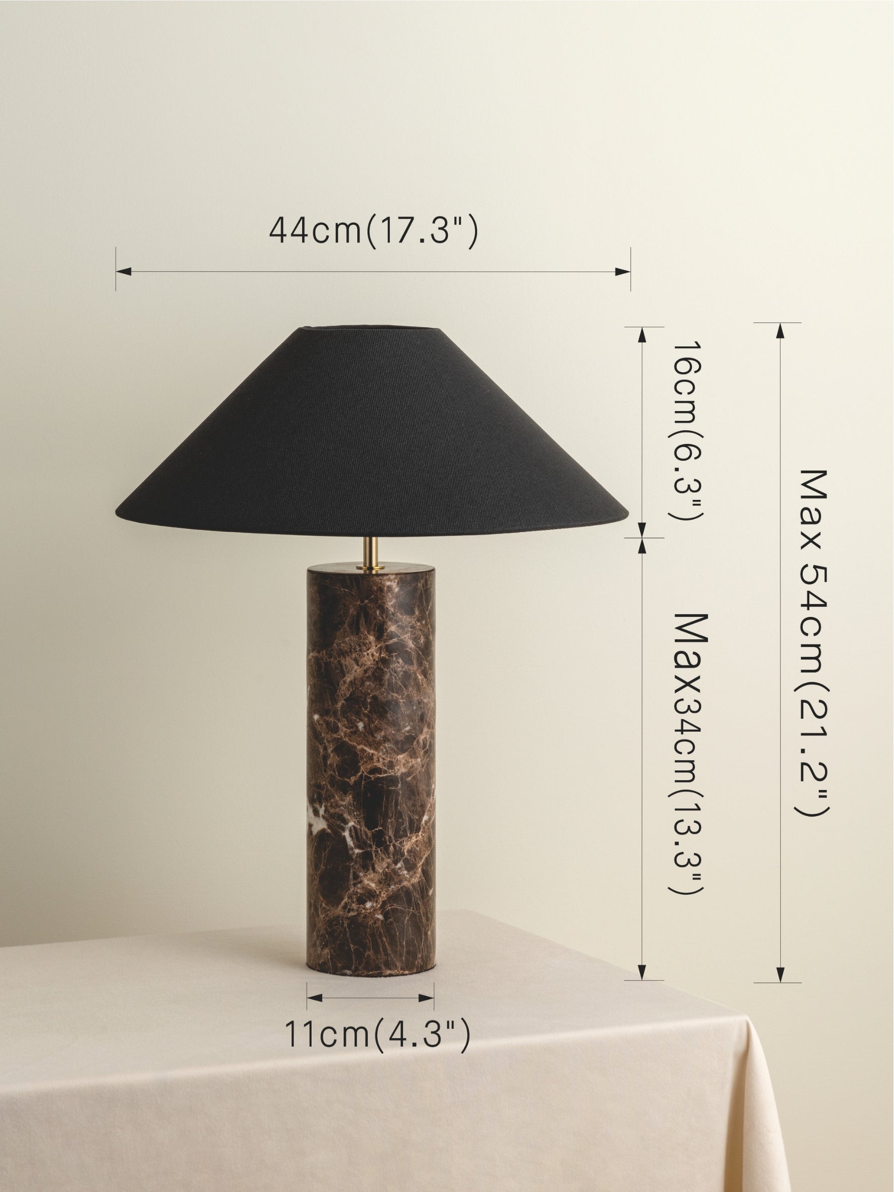 Morola - 1 light large brown marble cylinder table lamp | Table Lamp | Lights & Lamps Inc | Modern Affordable Designer Lighting | USA