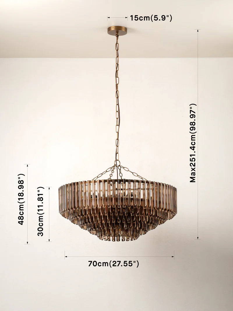 Petalia - 9 light aged brass and smoked chocolate glass tube wide chandelier | Chandelier | lights & lamps | US | Modern affordable
