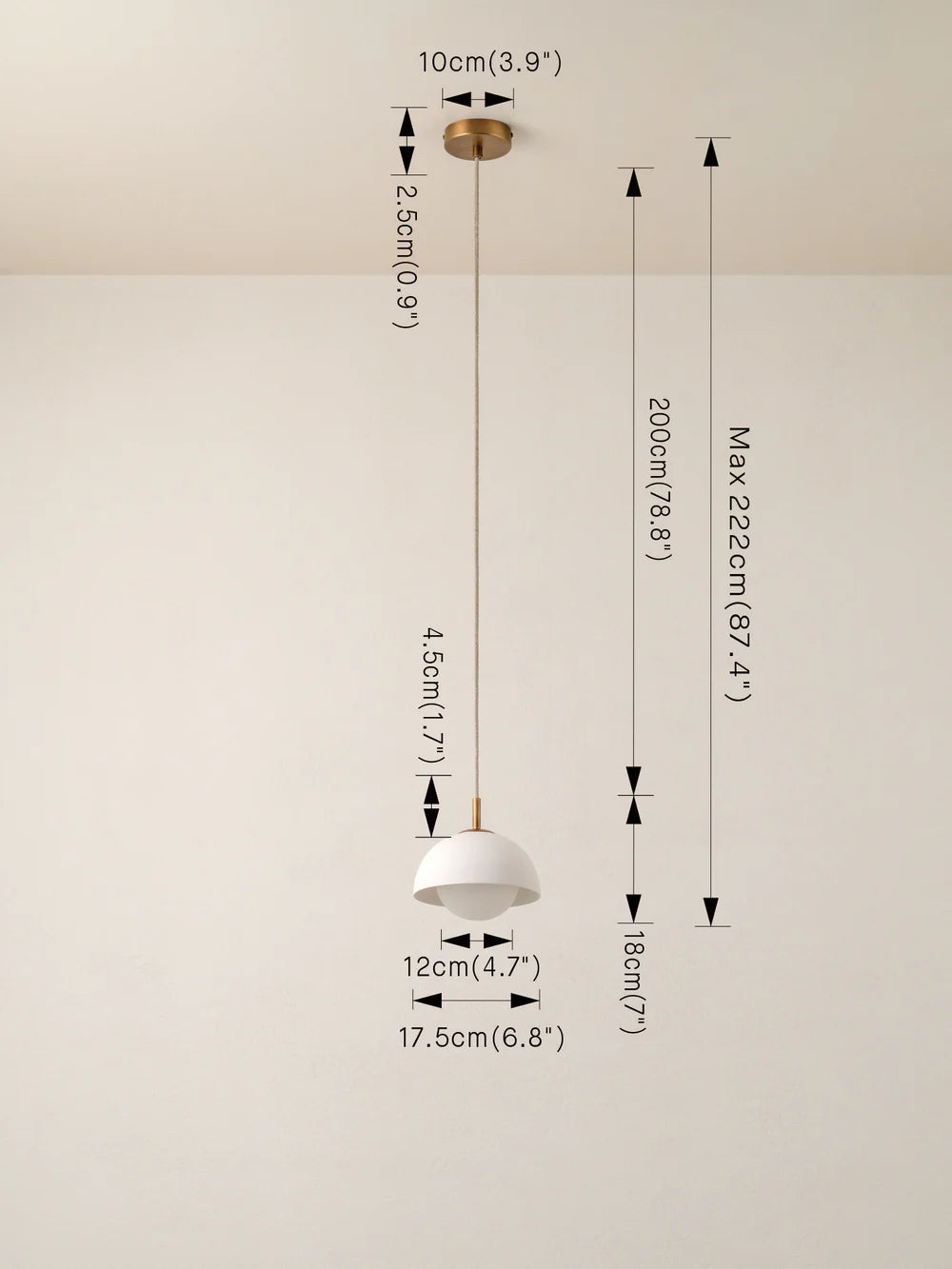 Porsa aged brass and warm white porcelain pendant