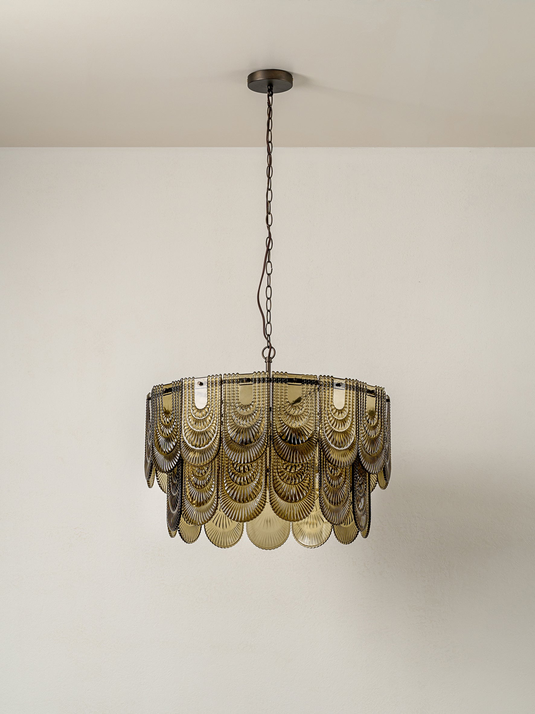 Selmes - 4 light bronze and smoked green glass chandelier| Chandelier | lights & lamps | US | Modern affordable designer lighting