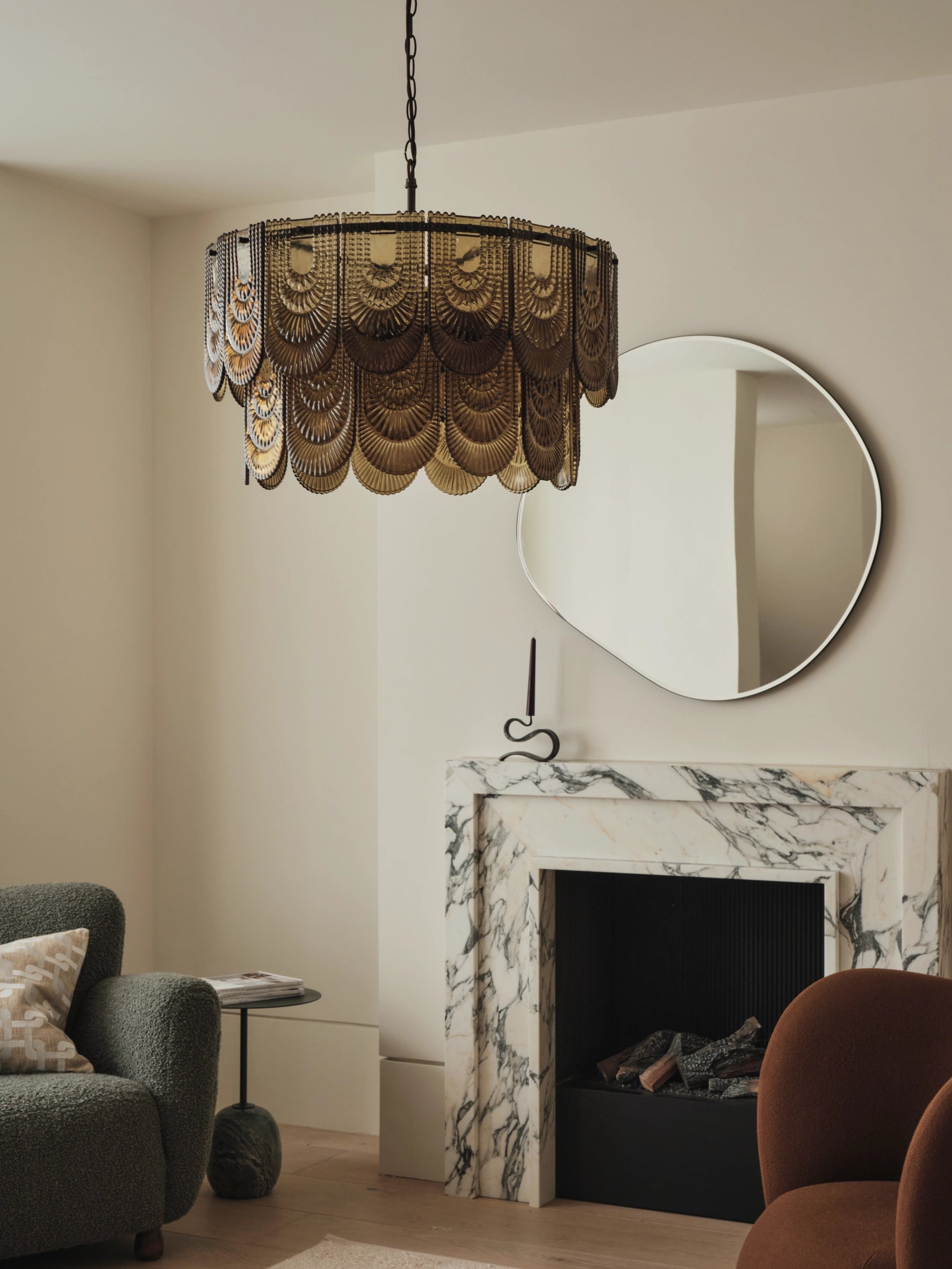 Selmes - 4 light bronze and smoked green glass chandelier| Chandelier | lights & lamps | US | Modern affordable designer lighting
