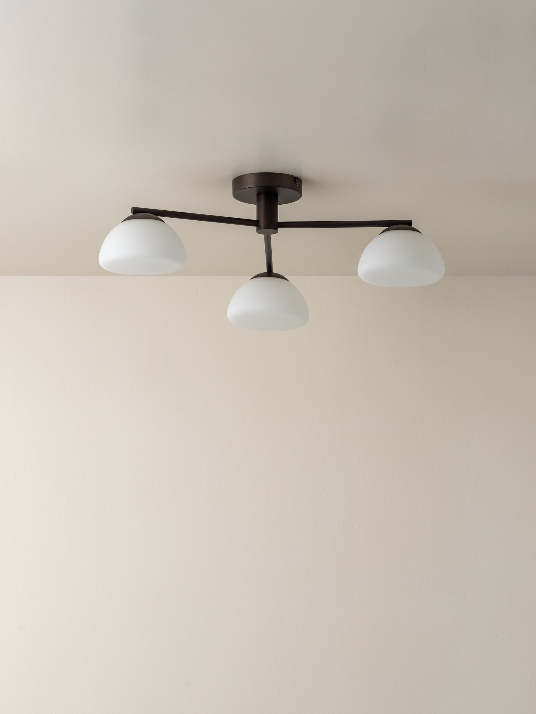 Silio - 3 light bronze and opal flush | Ceiling Light | Lights & Lamps Inc | USA