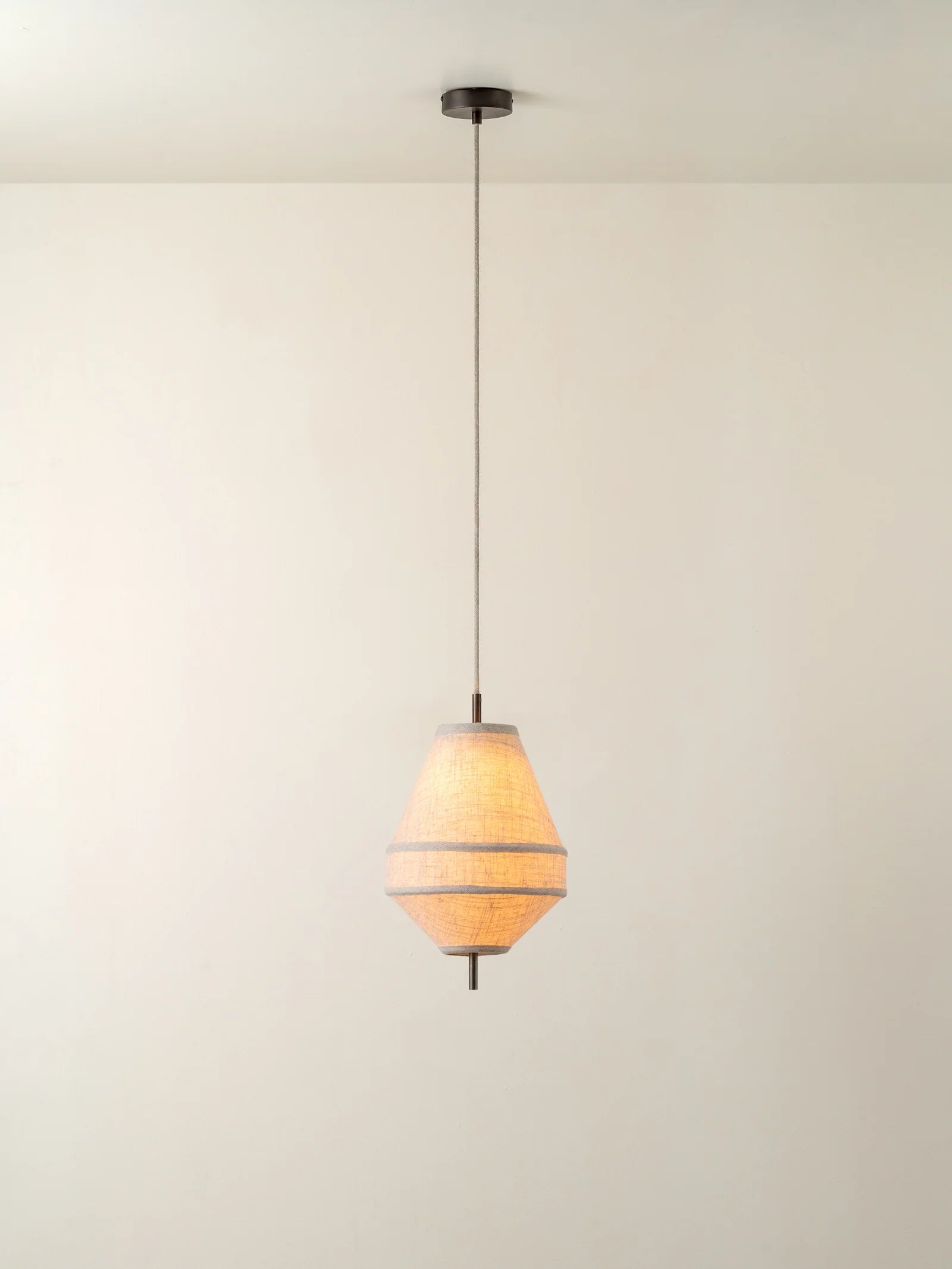 Solara - small aged brass and layered natural linen pendant | Ceiling Light | Lights & Lamps | US | Modern Affordable Designer Lighting
