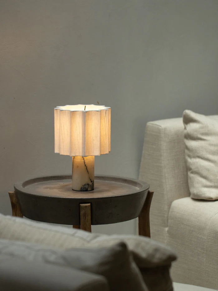 Valli - Viola Calacatta marble and linen rechargeable table lamp | Table lamp | lights & lamps | US | Modern affordable designer lighting