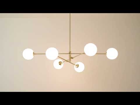 Chelso - 6 light brass and opal pendant | Ceiling Light | Lights & Lamps | USA | Modern Affordable Designer Lighting