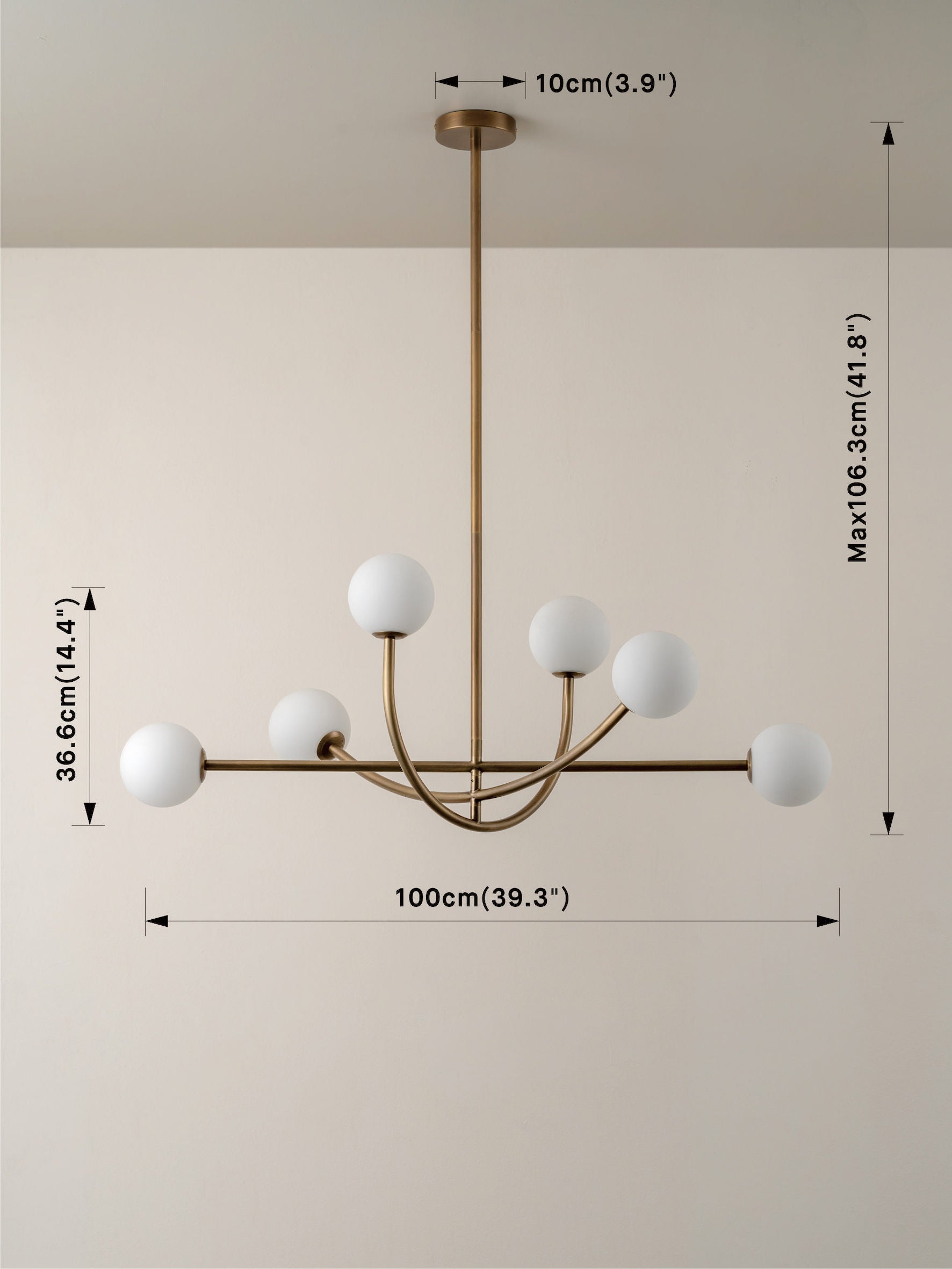 Perry - 6 light aged brass and opal pendant | Ceiling Light | Lights & Lamps Inc | Modern Affordable Designer Lighting | USA