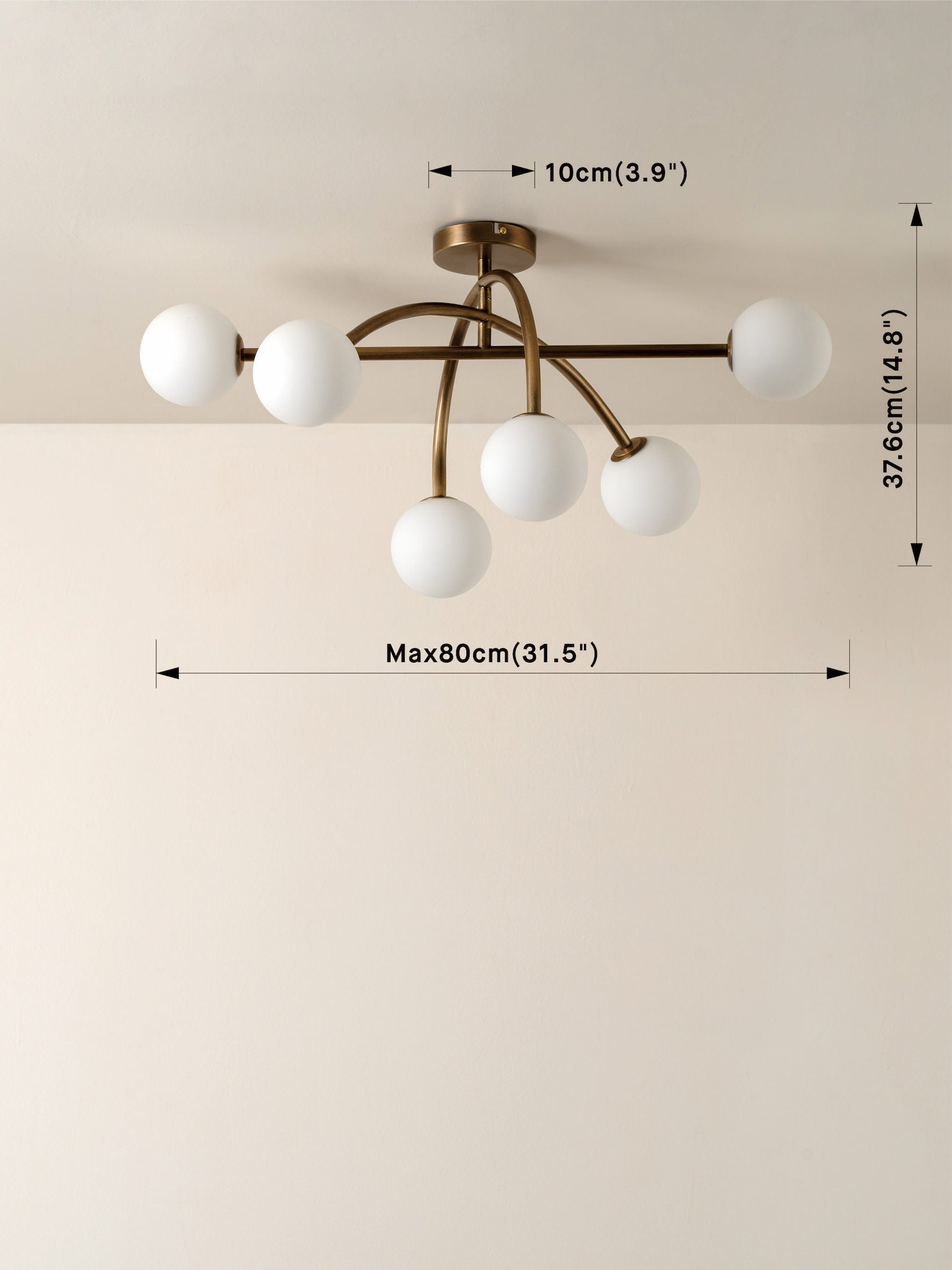 Perry - 6 light aged brass and opal flush pendant | Ceiling Light | Lights & Lamps Inc | Modern Affordable Designer Lighting | USA