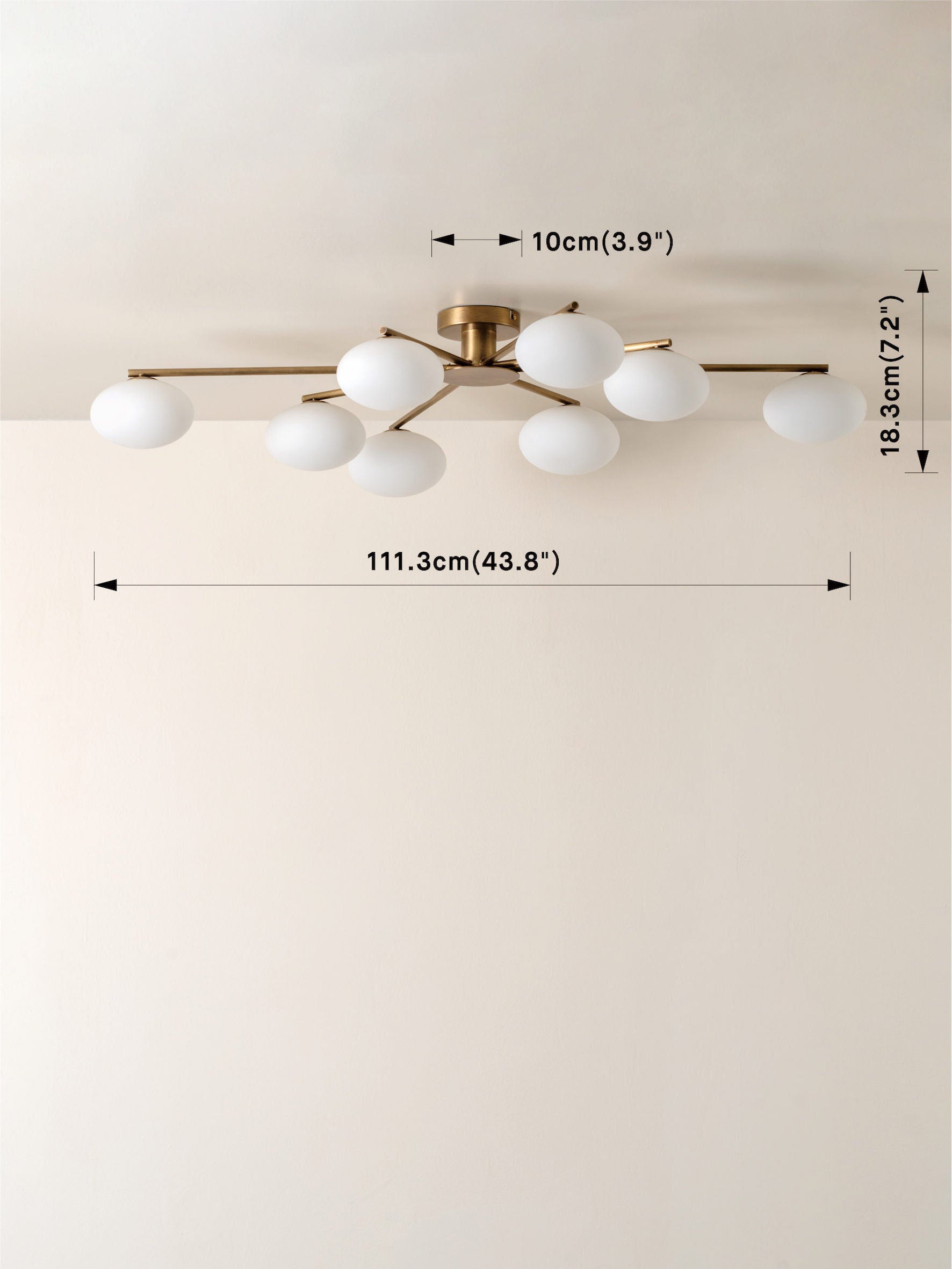 Imperial - 8 light aged brass and opal flush pendant | Ceiling Light | Lights & Lamps Inc | Modern Affordable Designer Lighting | USA