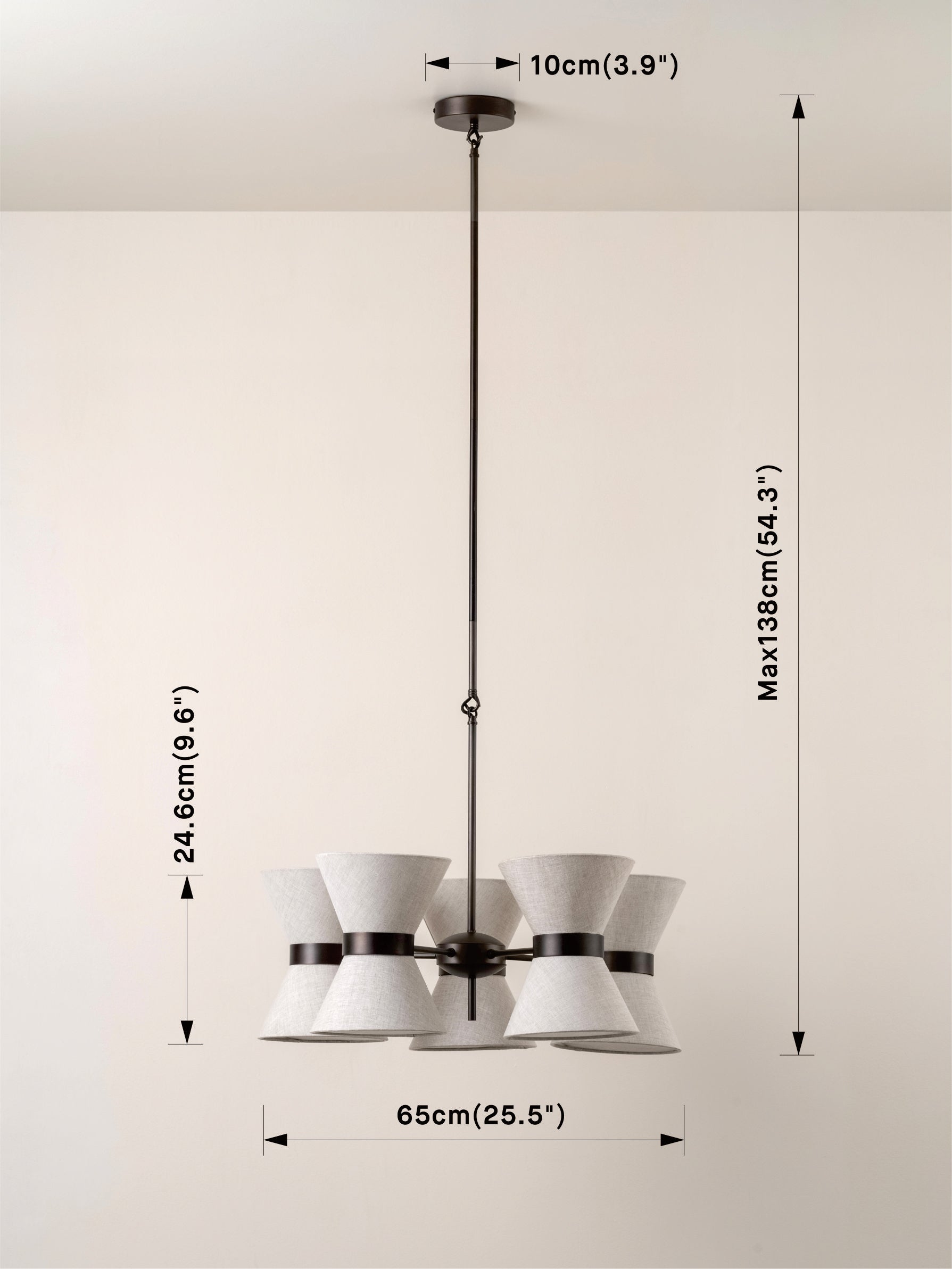 Renwick - 5 light linen and bronze pendant | Ceiling Light | Lights & Lamps Inc | Modern Affordable Designer Lighting | USA