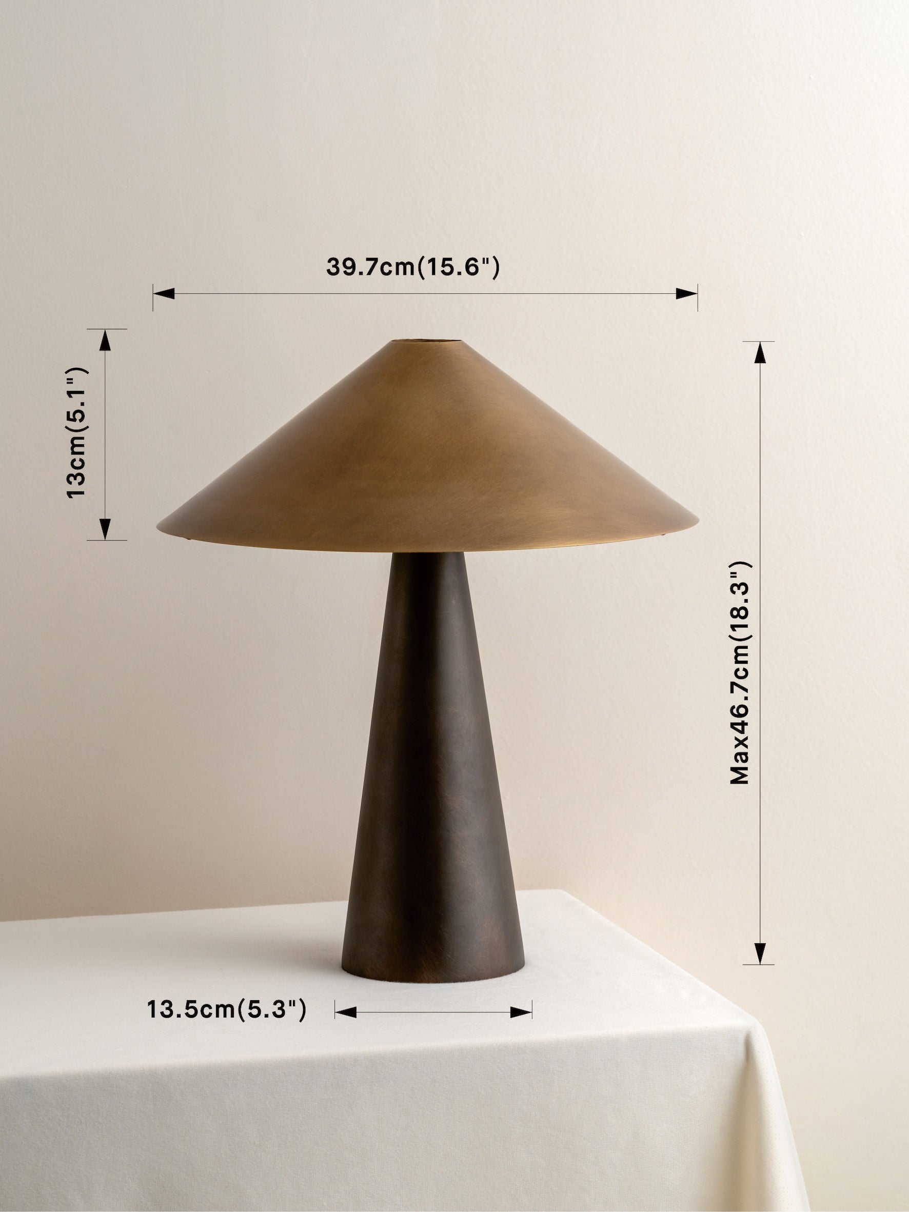 Orta - aged brass and bronze cone table lamp | Table Lamp | Lights & Lamps Inc | Modern Affordable Designer Lighting | USA