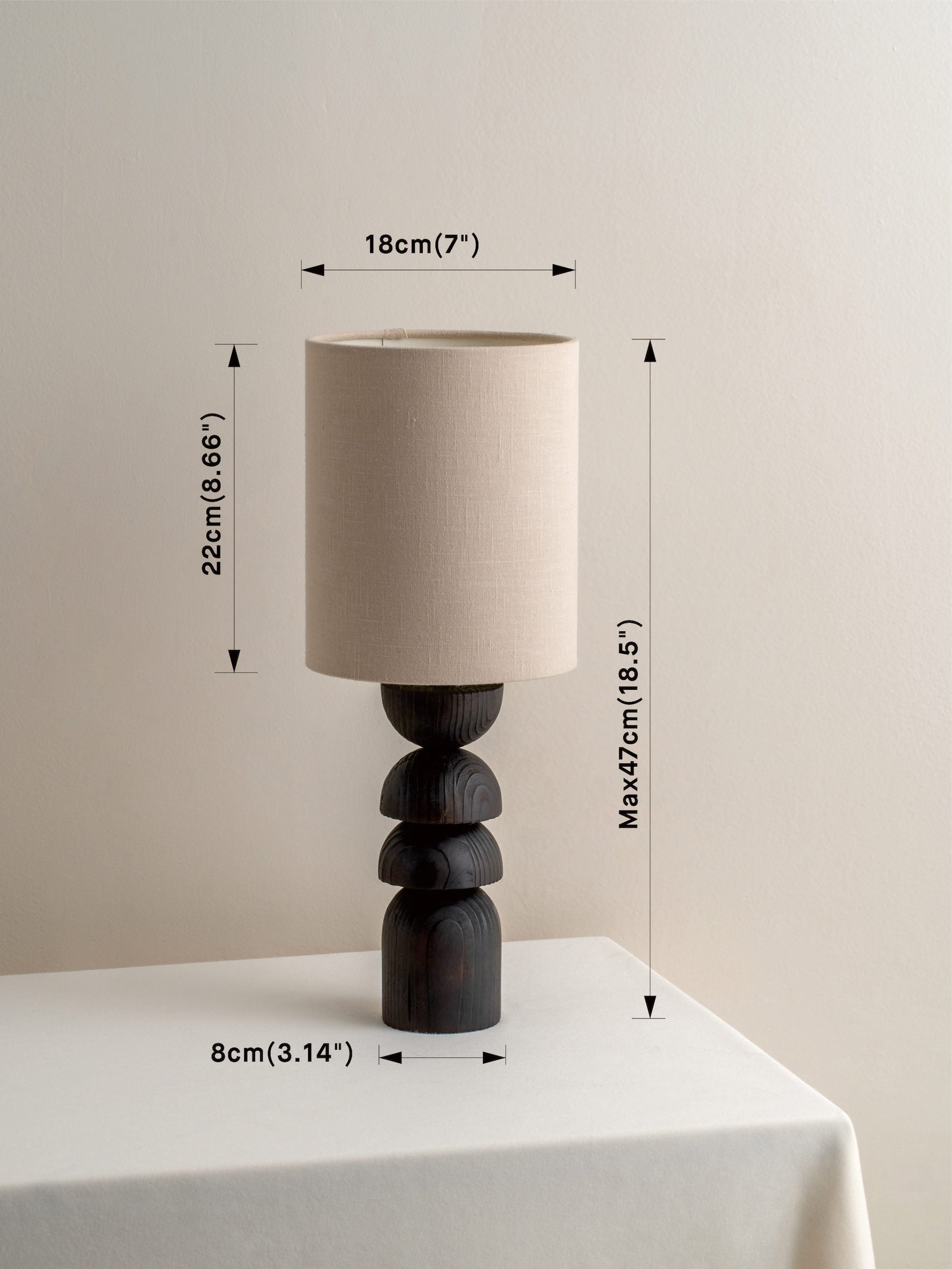Aska - small charred wood and natural linen table lamp | Table Lamp | Lights & Lamps Inc | Modern Affordable Designer Lighting | USA