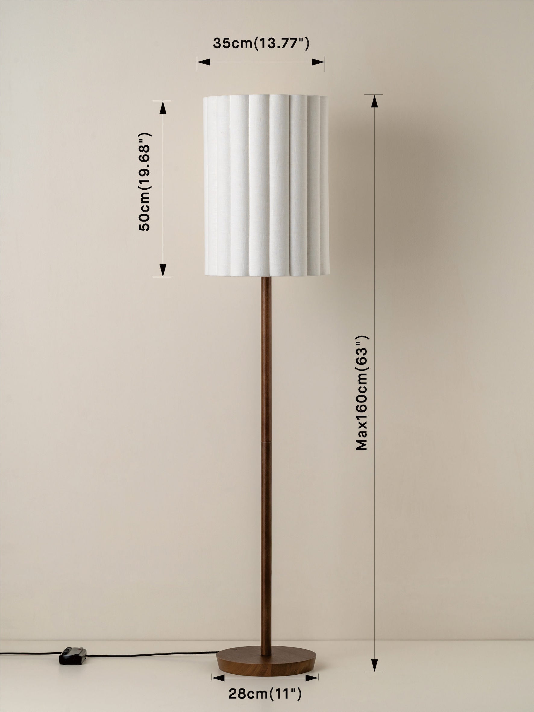 Folia - walnut wood and scalloped natural linen floor lamp | Floor Lamp | Lights & Lamps Inc | Modern Affordable Designer Lighting | USA