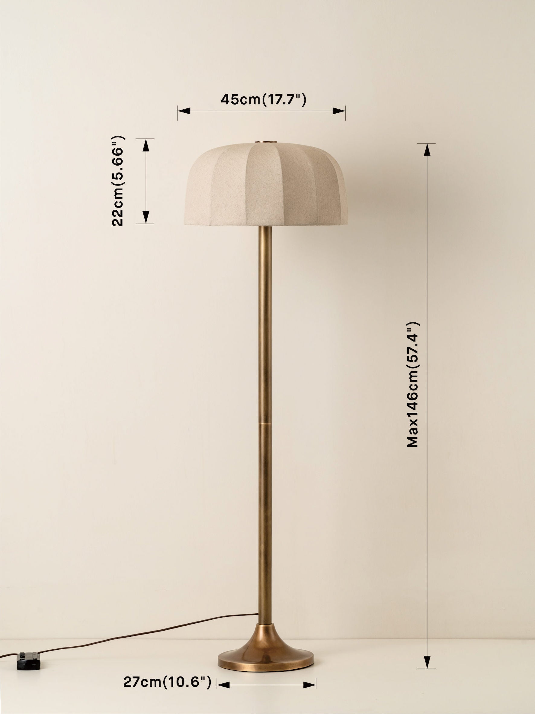 Ottino - aged brass and linen floor lamp | Floor Lamp | Lights & Lamps Inc | Modern Affordable Designer Lighting | USA
