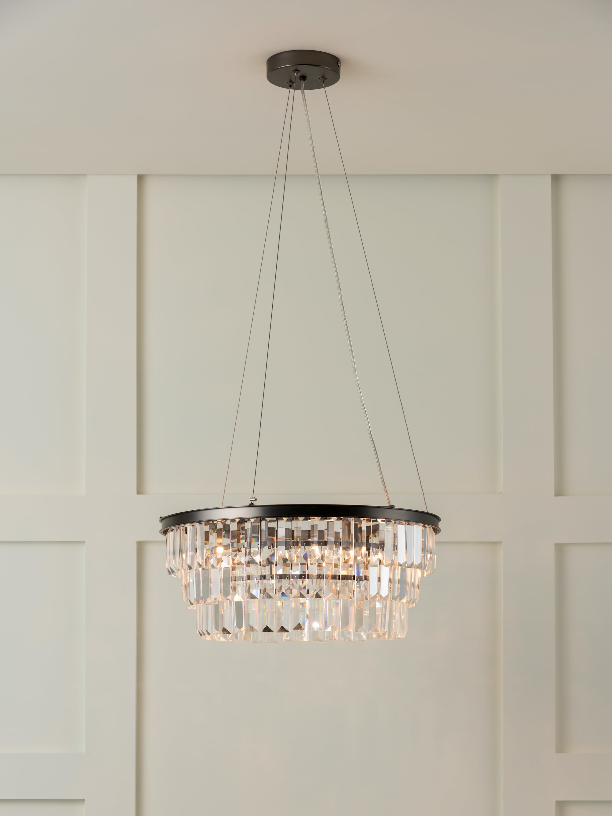 Alila - 5 light graphite silver tiered crystal glass chandelier | Ceiling Light | Lights & Lamps Inc | Modern Affordable Designer Lighting | USA