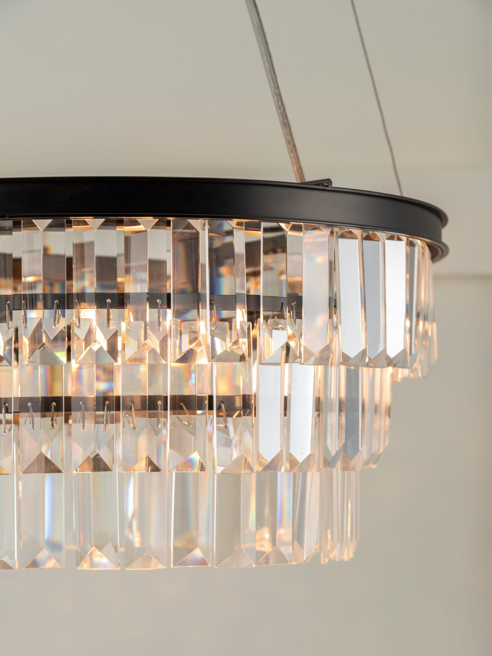 Alila - 5 light graphite silver tiered crystal glass chandelier | Ceiling Light | Lights & Lamps Inc | Modern Affordable Designer Lighting | USA