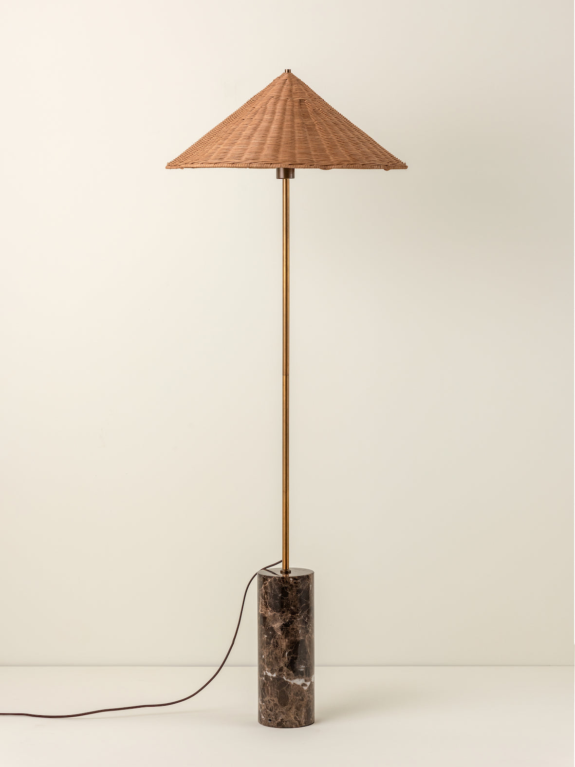 Ardini - 1 light rattan and brown marble floor lamp | Floor Lamp | Lights & Lamps Inc | Modern Affordable Designer Lighting | USA