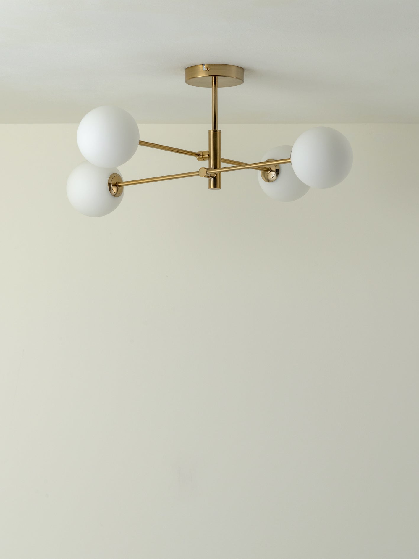 Chelso - 4 light brass and opal flush | Ceiling Light | Lights & Lamps Inc | Modern Affordable Designer Lighting | USA