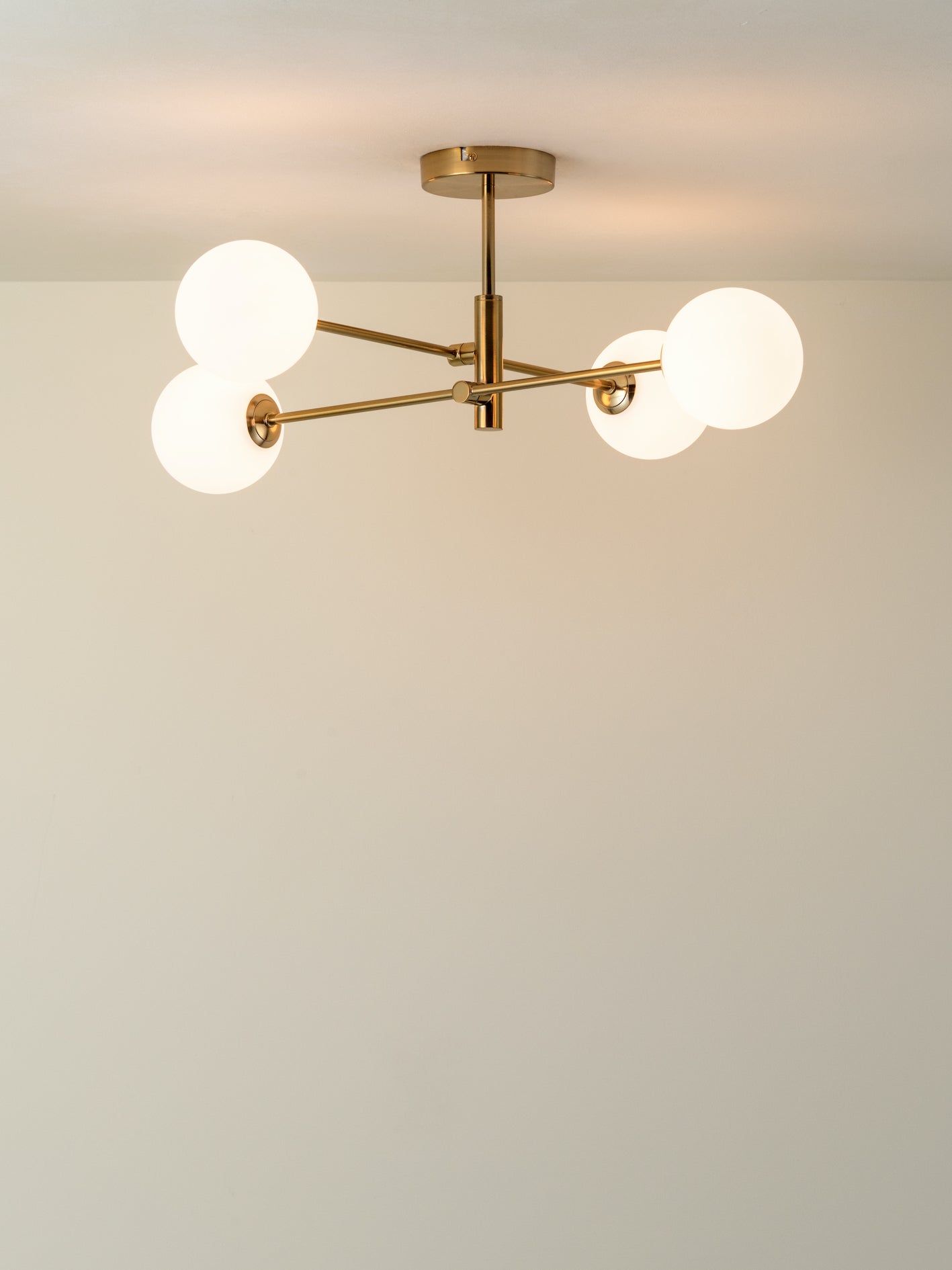 Chelso - 4 light brass and opal flush | Ceiling Light | Lights & Lamps Inc | Modern Affordable Designer Lighting | USA