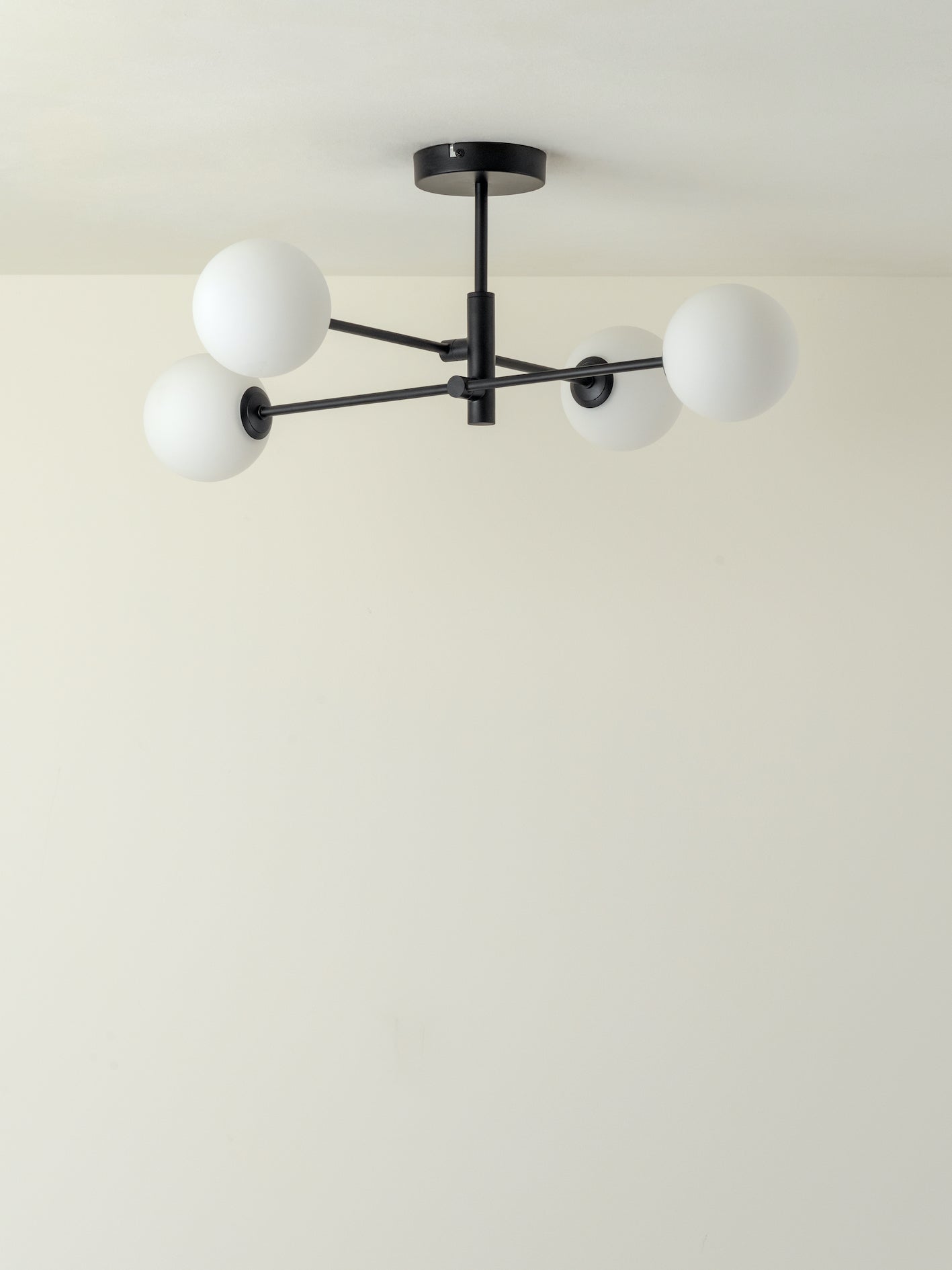 Chelso - 4 light matt black and opal flush | Ceiling Light | Lights & Lamps Inc | Modern Affordable Designer Lighting | USA