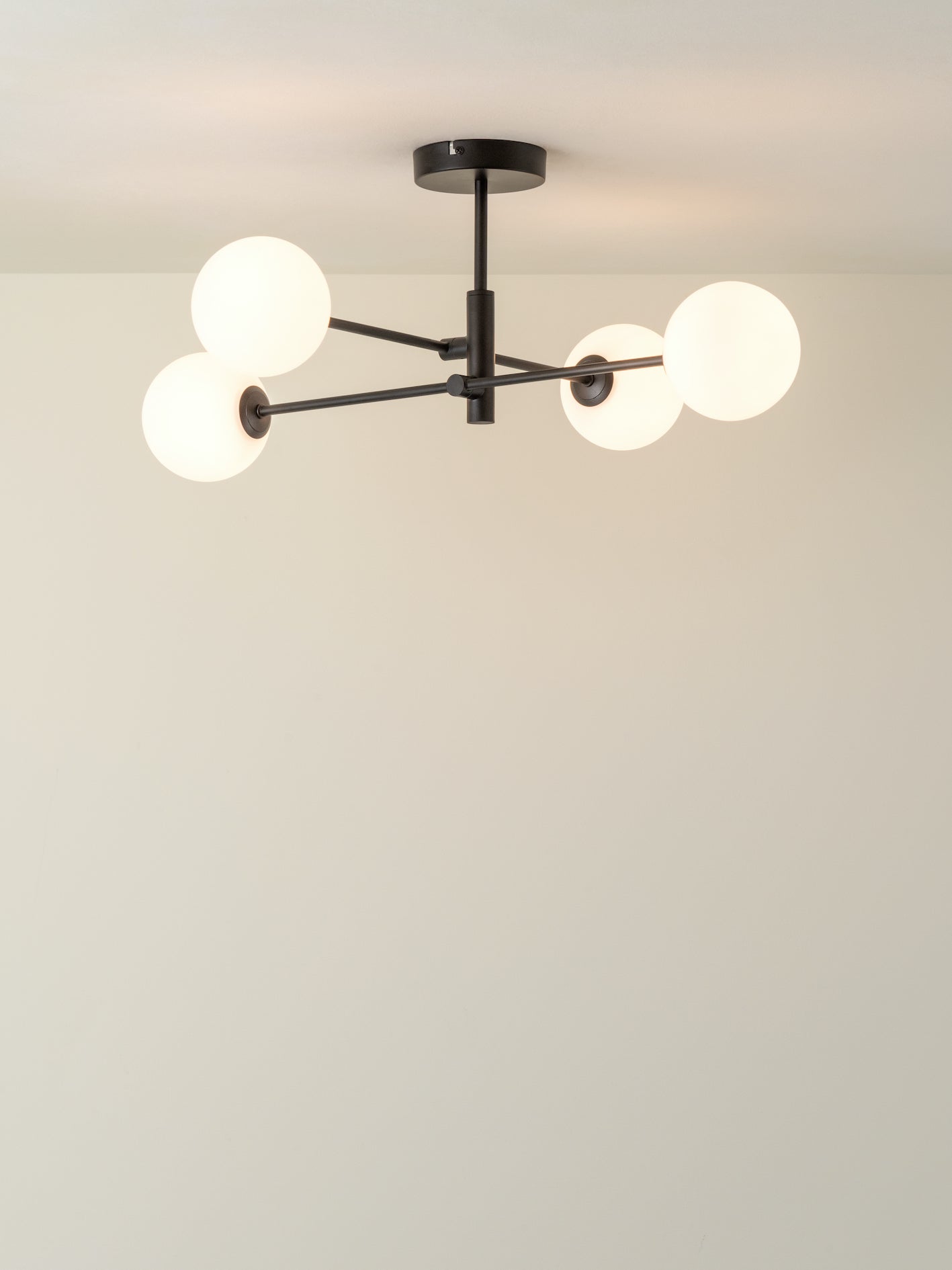 Chelso - 4 light matt black and opal flush | Ceiling Light | Lights & Lamps Inc | Modern Affordable Designer Lighting | USA