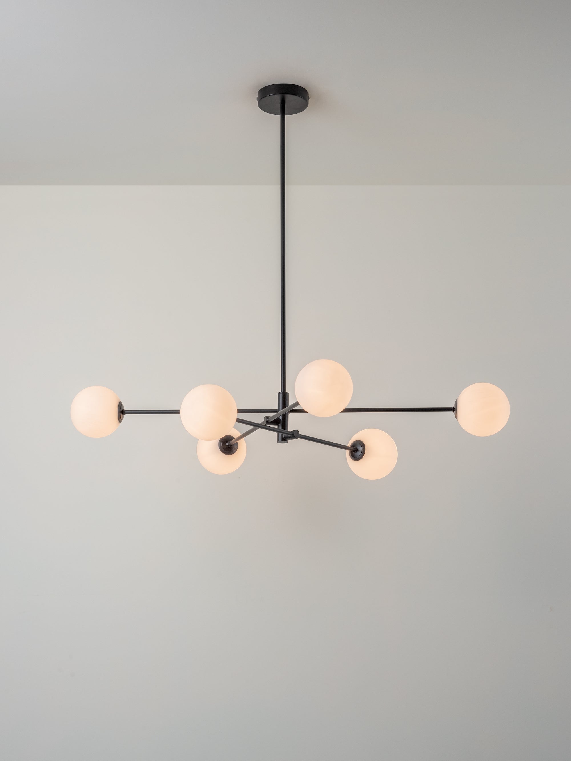 Chelso - 6 light matt black and opal pendant | Ceiling Light | Lights & Lamps Inc | Modern Affordable Designer Lighting | USA
