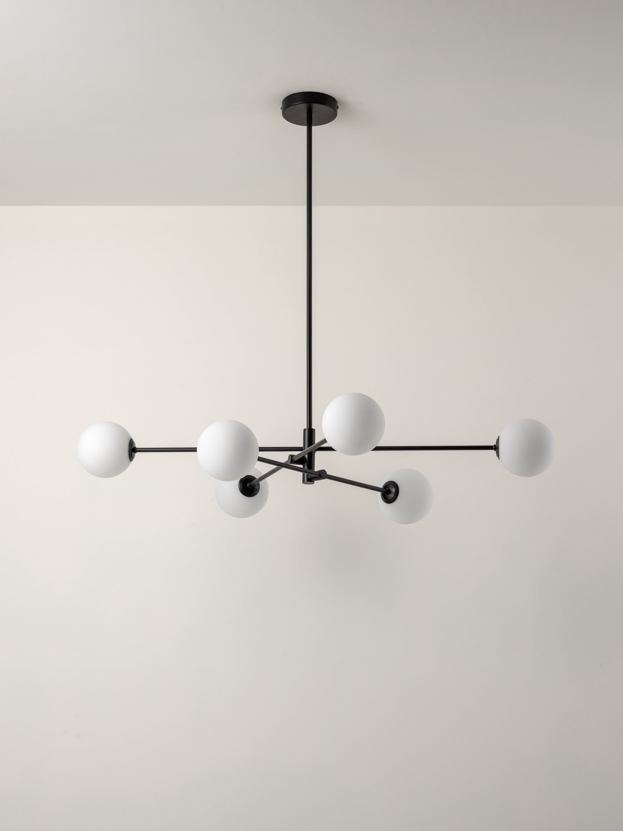 Chelso - 6 light matt black and opal pendant | Ceiling Light | Lights & Lamps Inc | Modern Affordable Designer Lighting | USA