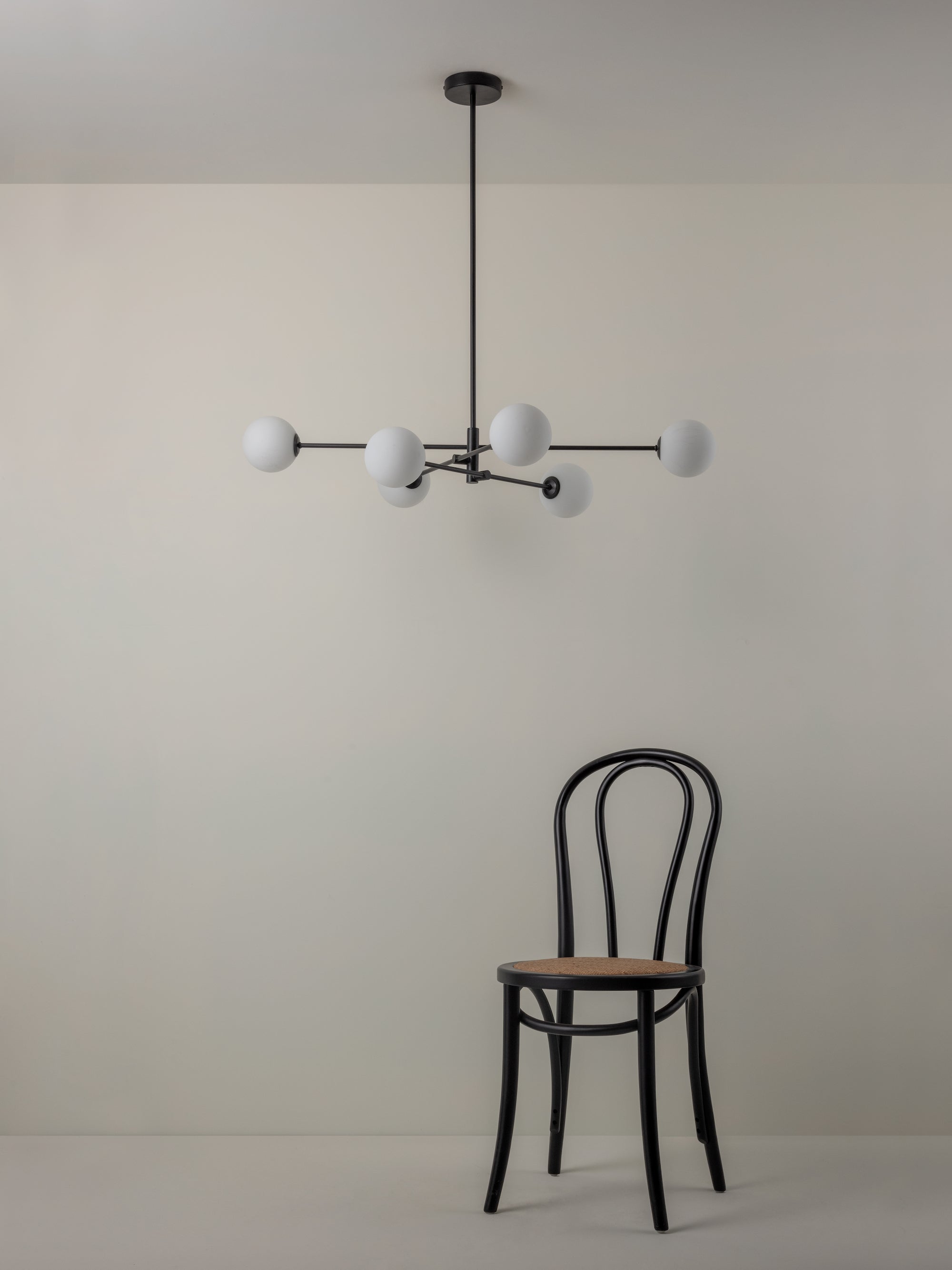 Chelso - 6 light matt black and opal pendant | Ceiling Light | Lights & Lamps Inc | Modern Affordable Designer Lighting | USA
