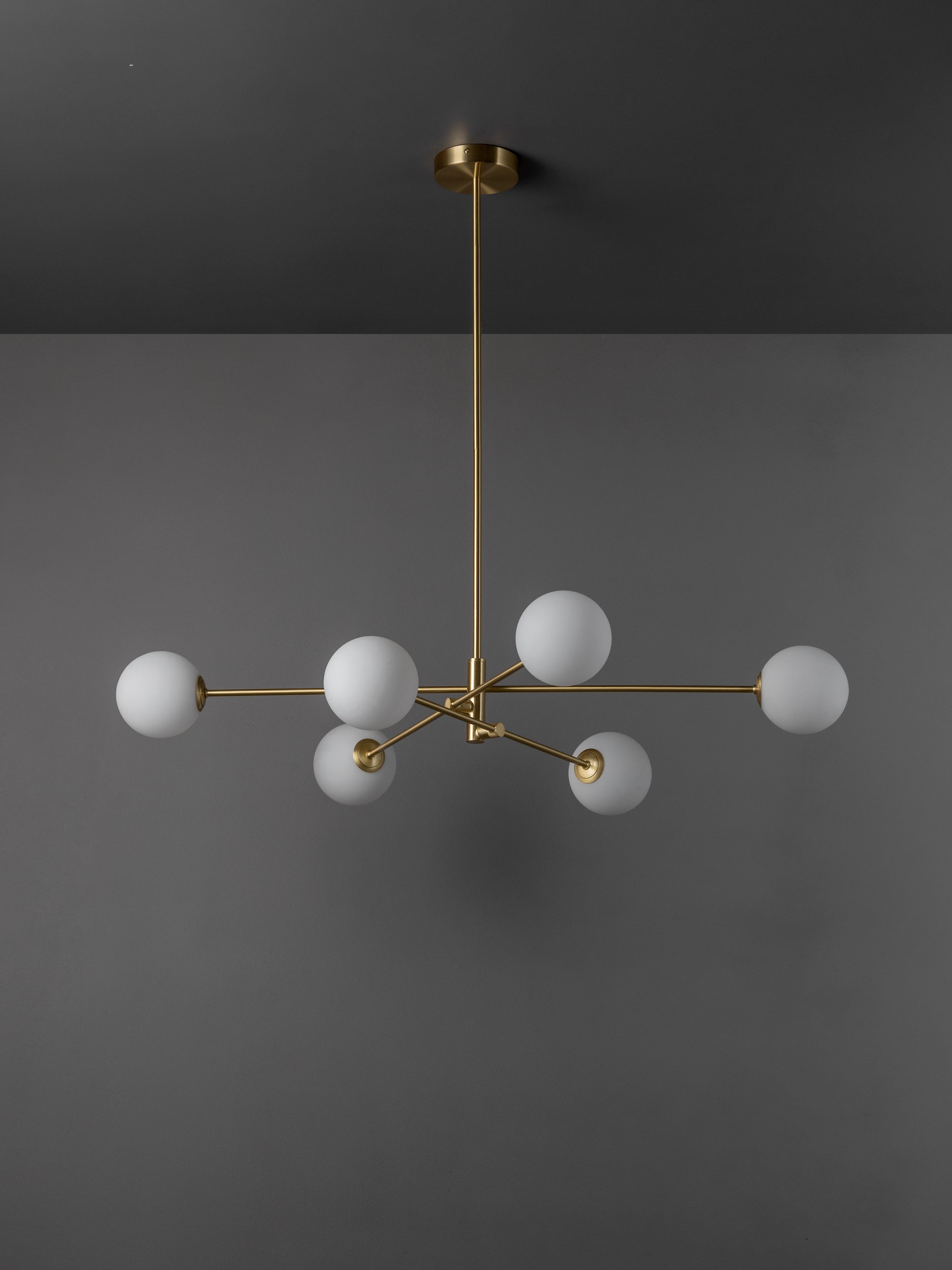 Chelso - 6 light brass and opal pendant | Ceiling Light | Lights & Lamps Inc | Modern Affordable Designer Lighting | USA