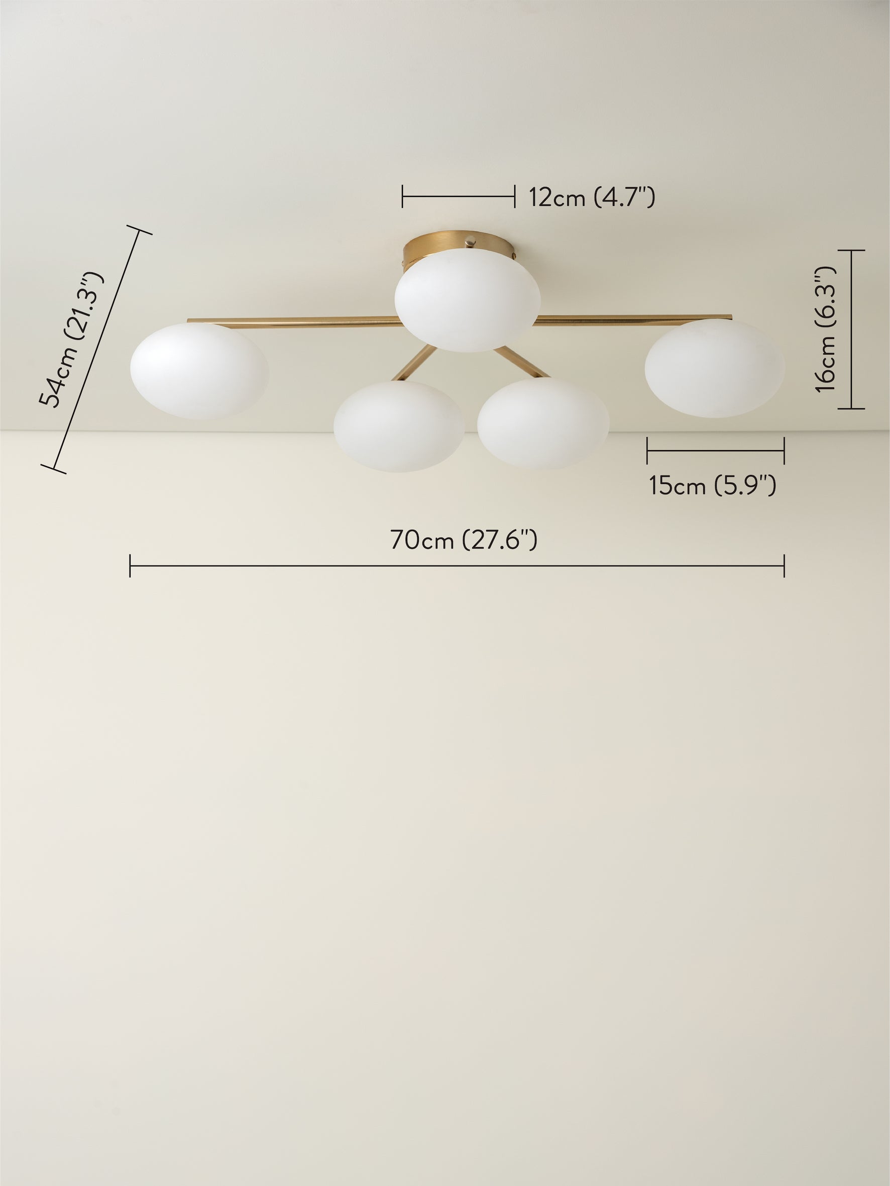 Imperial - 5 light brass and opal flush | Ceiling Light | Lights & Lamps Inc | Modern Affordable Designer Lighting | USA