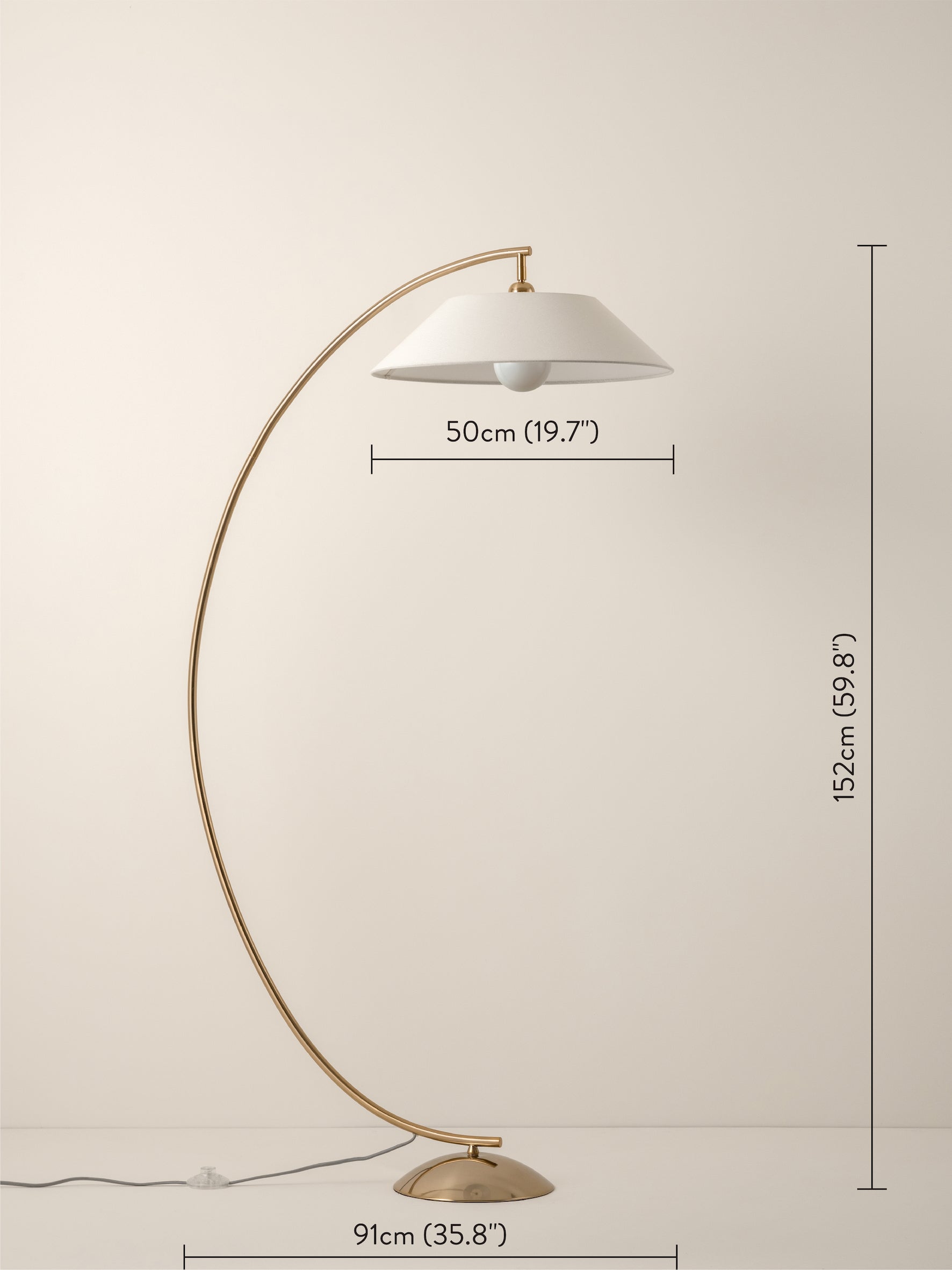 Circo - 1 light arc brass and natural linen floor lamp | Floor Lamp | Lights & Lamps Inc | Modern Affordable Designer Lighting | USA
