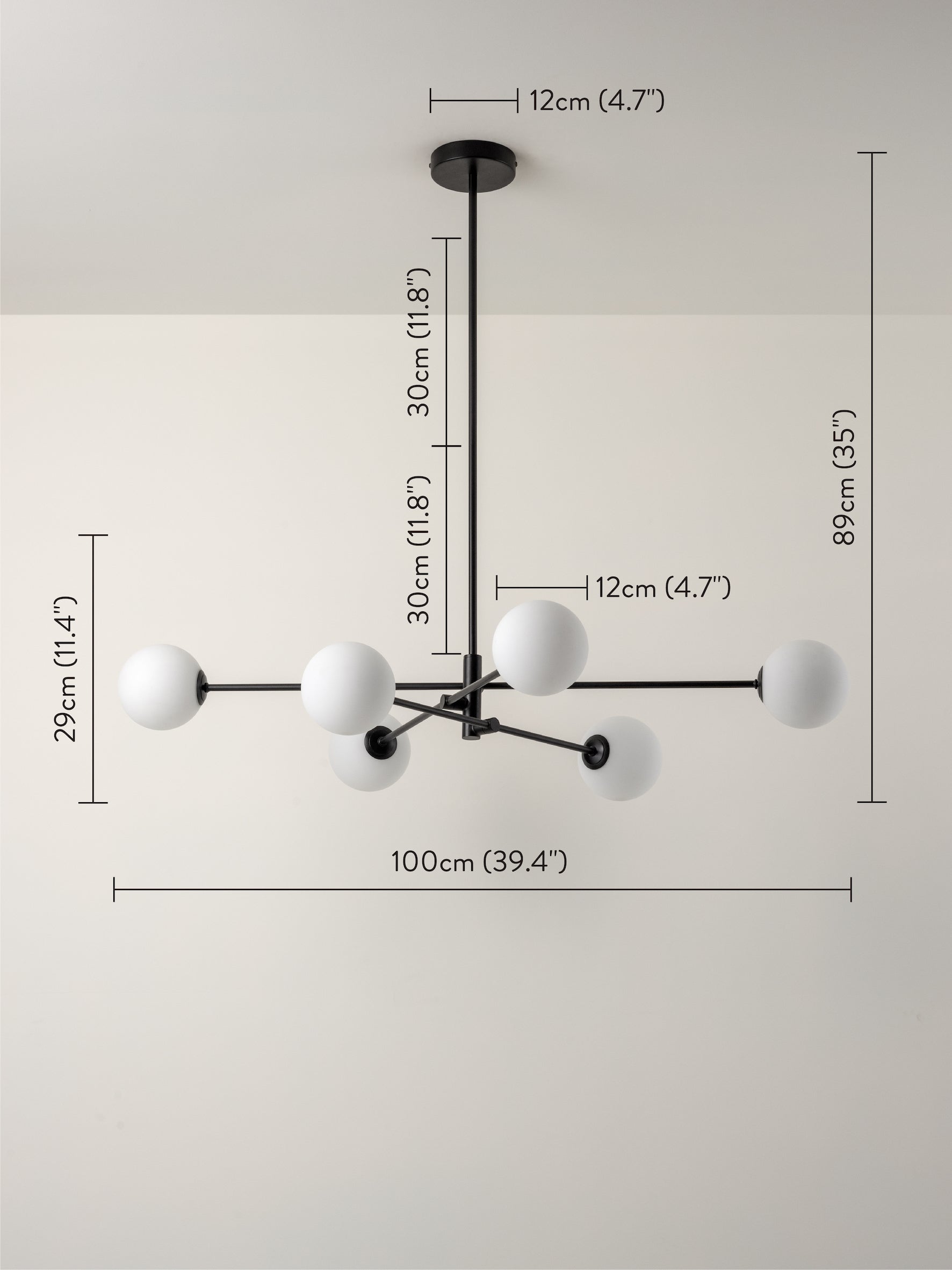 Chelso - 6 light matt black and opal pendant | Ceiling Light | Lights & Lamps Inc | Modern Affordable Designer Lighting | USA