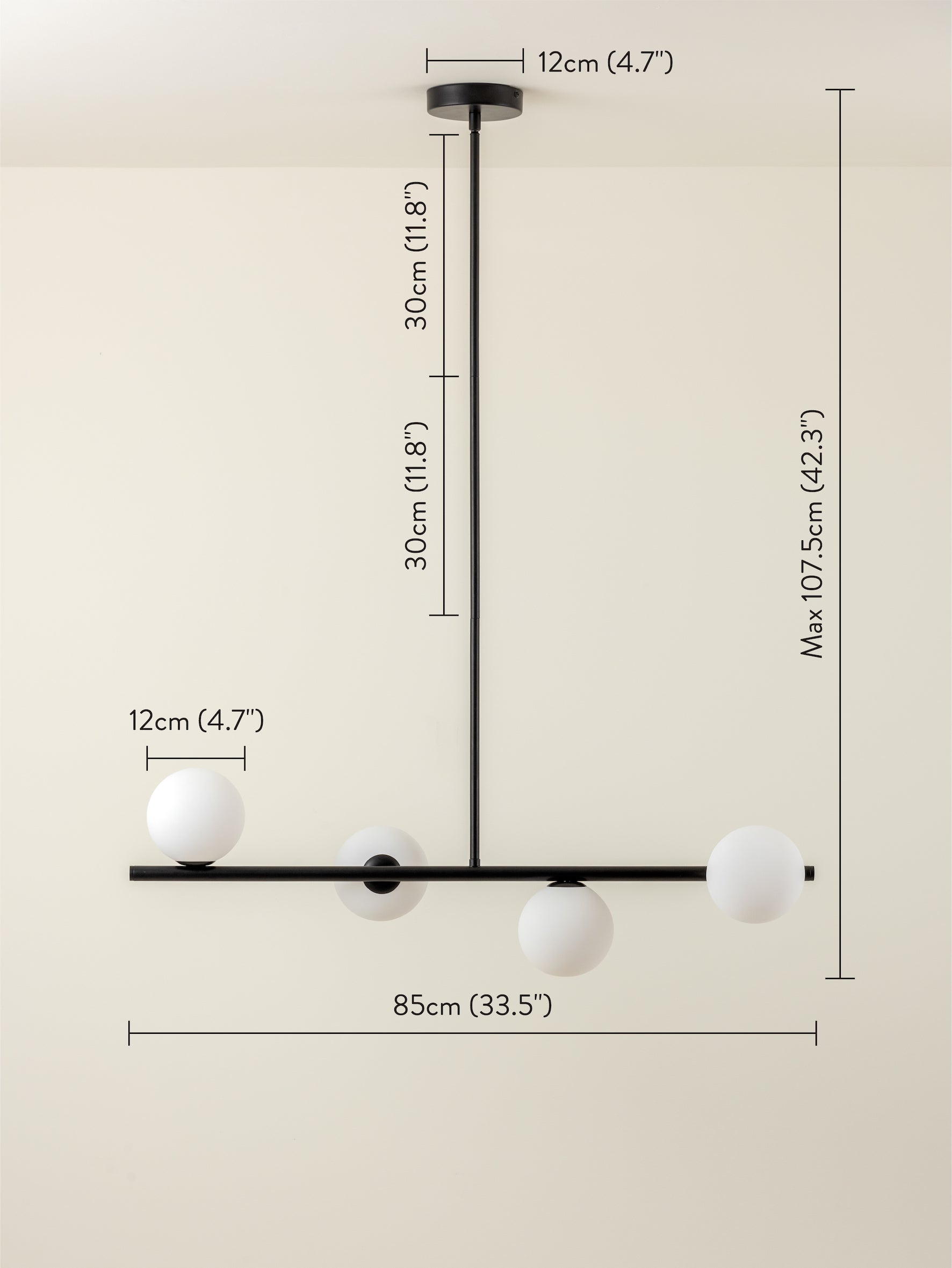 Perch - 4 light matt black and opal pendant bar | Ceiling Light | Lights & Lamps Inc | Modern Affordable Designer Lighting | USA