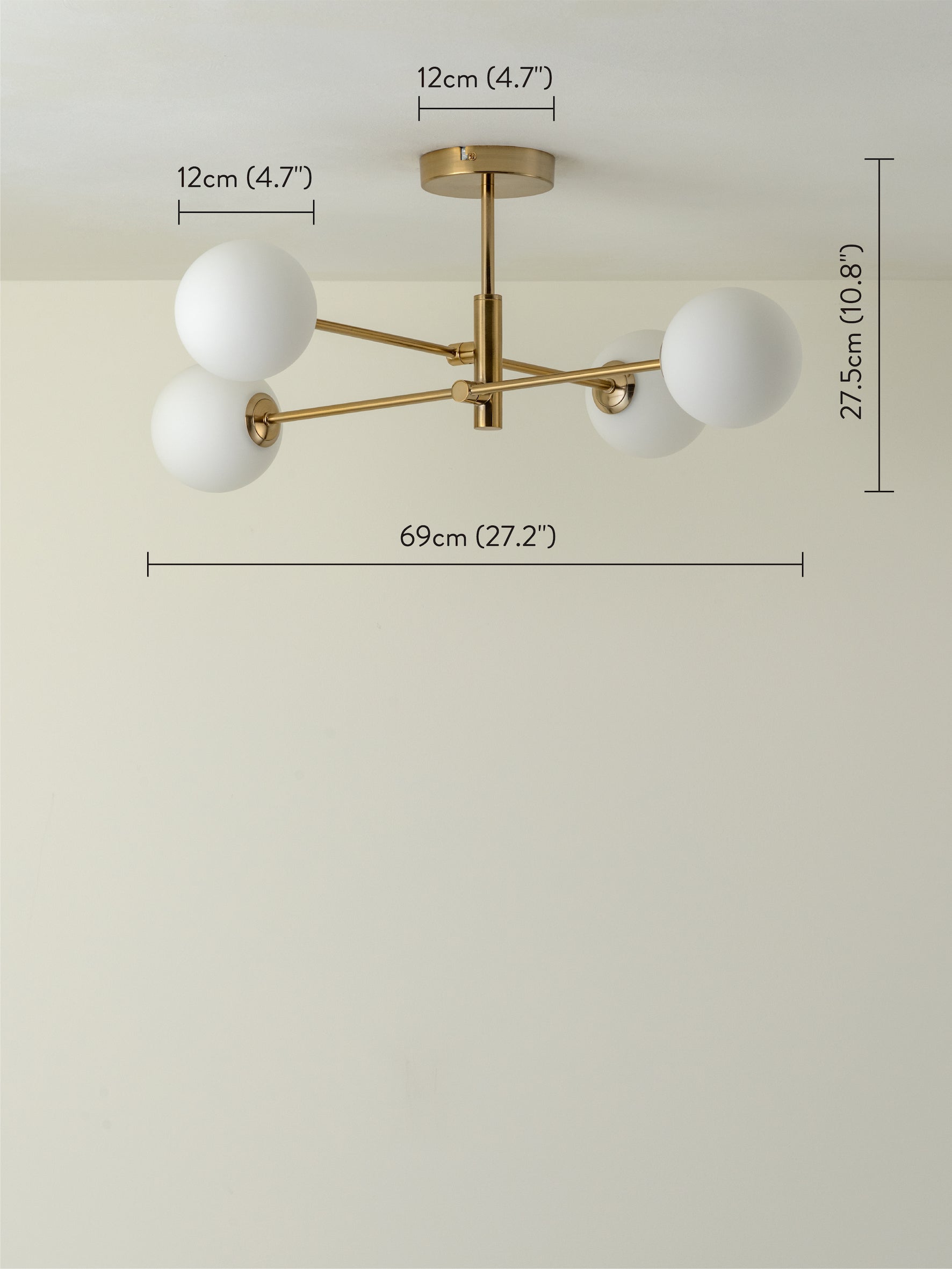 Chelso - 4 light brass and opal flush | Ceiling Light | Lights & Lamps Inc | Modern Affordable Designer Lighting | USA